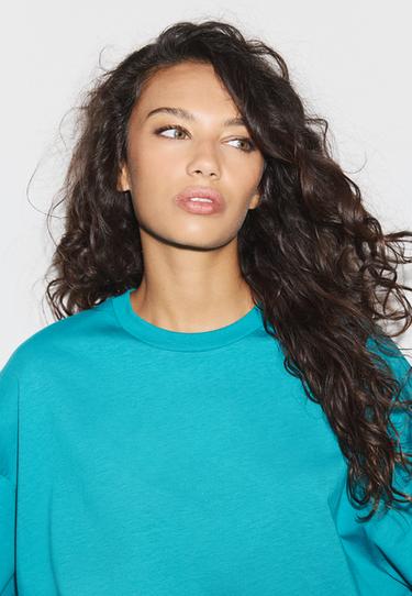 Boxy long sleeve T-shirt — Turquoise 4