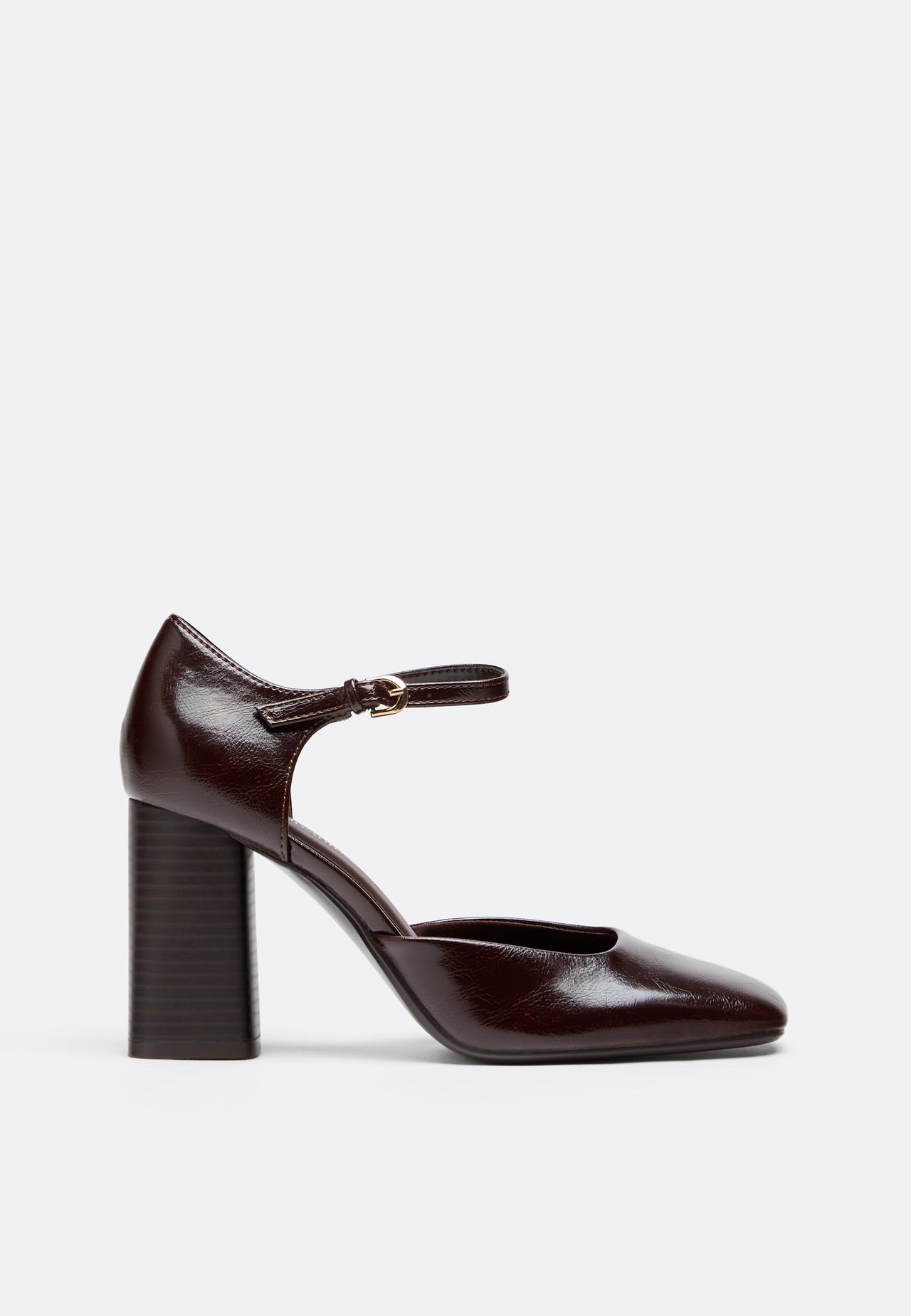 Mary Jane block heels — BROWN