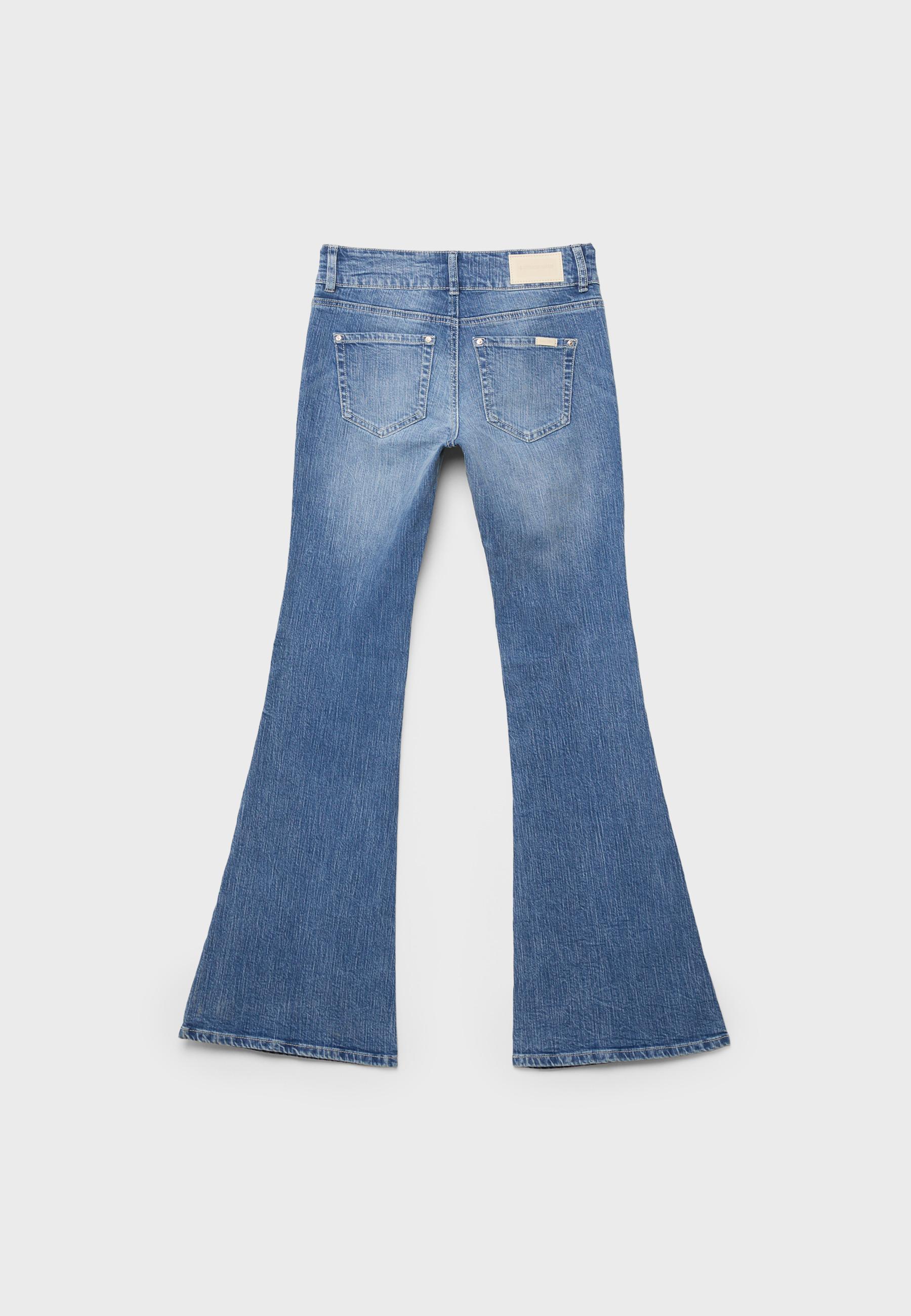 Low-rise jeans with seam pockets — MEDIUM BLUE DENIM