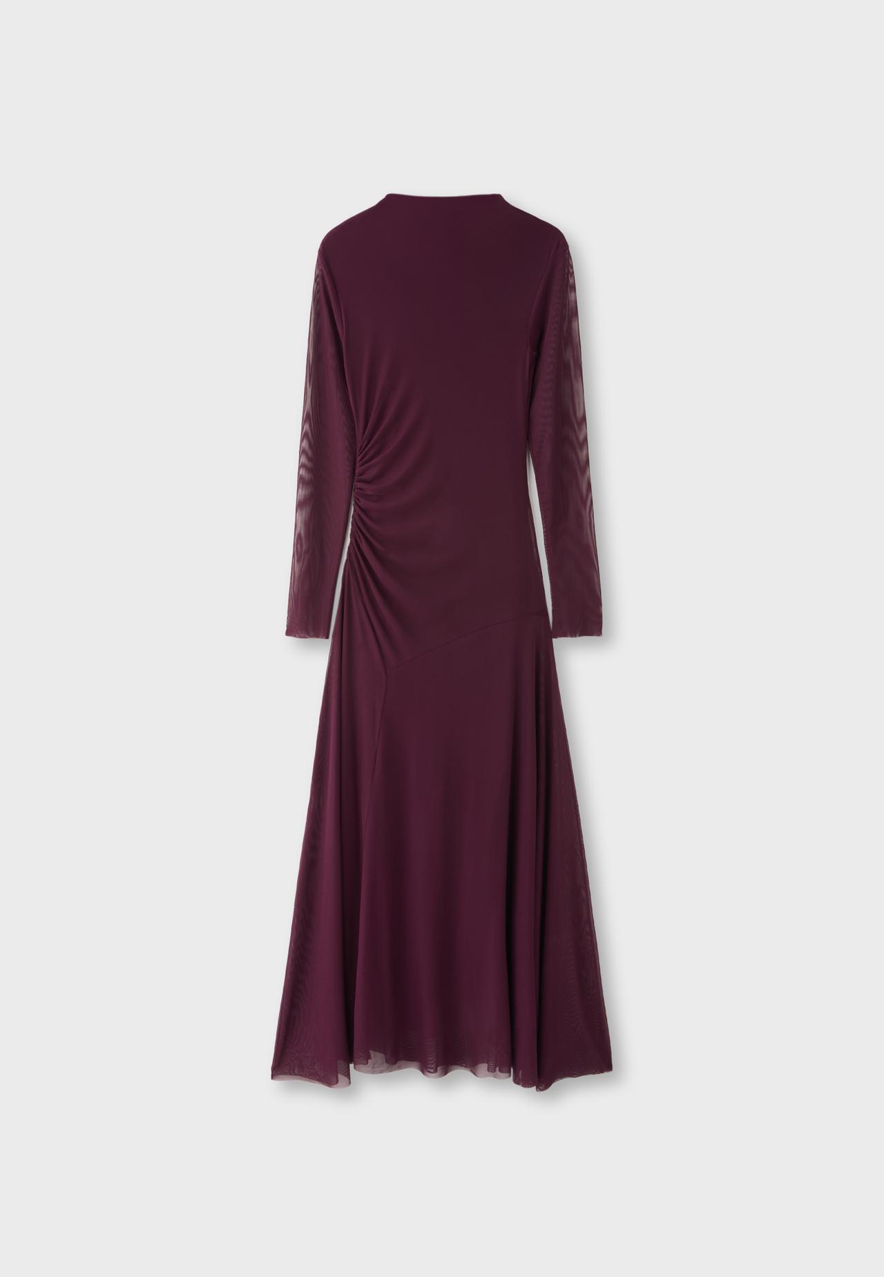 Long sleeve tulle midi dress — Purple