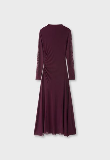 Long sleeve tulle midi dress — Purple 8