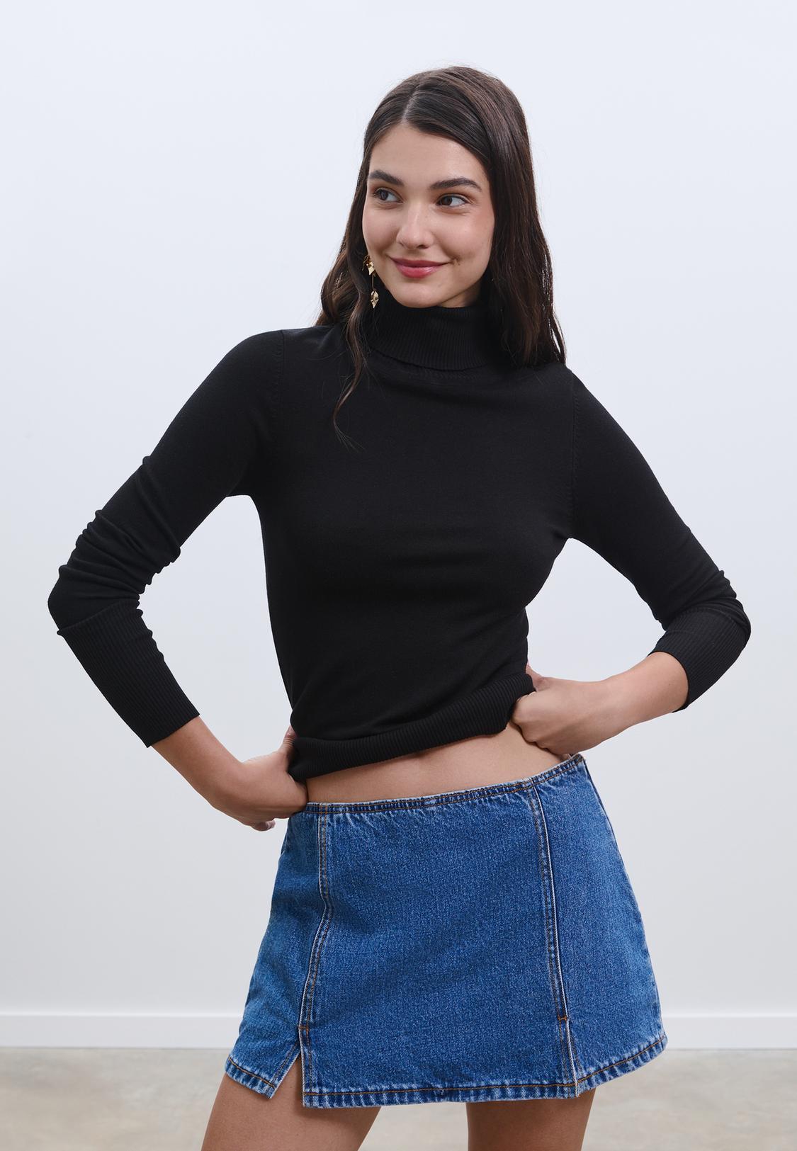 Jersey Punto Stradivarius Jersey Negro Cuello Alto Jersey Punto