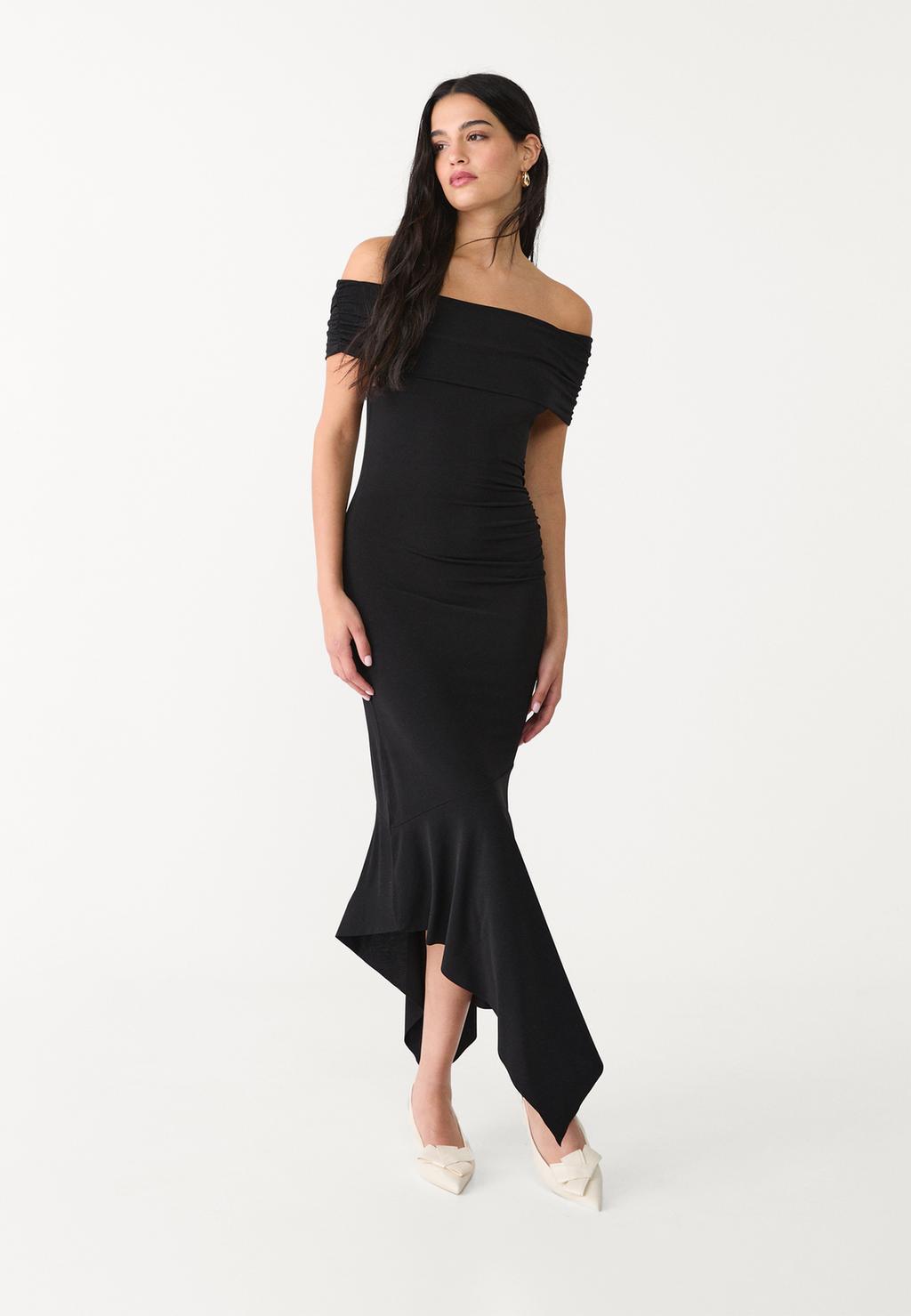 Off-the-shoulder midi dress