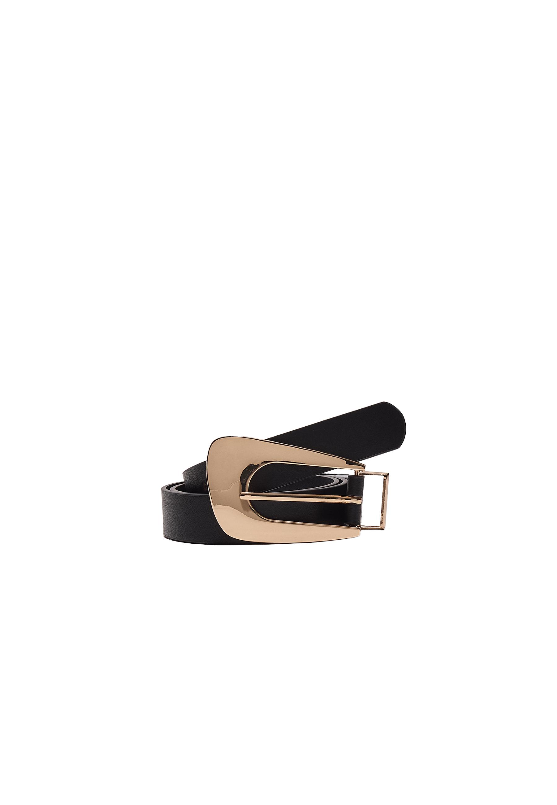 Belt with elongated buckle — Black