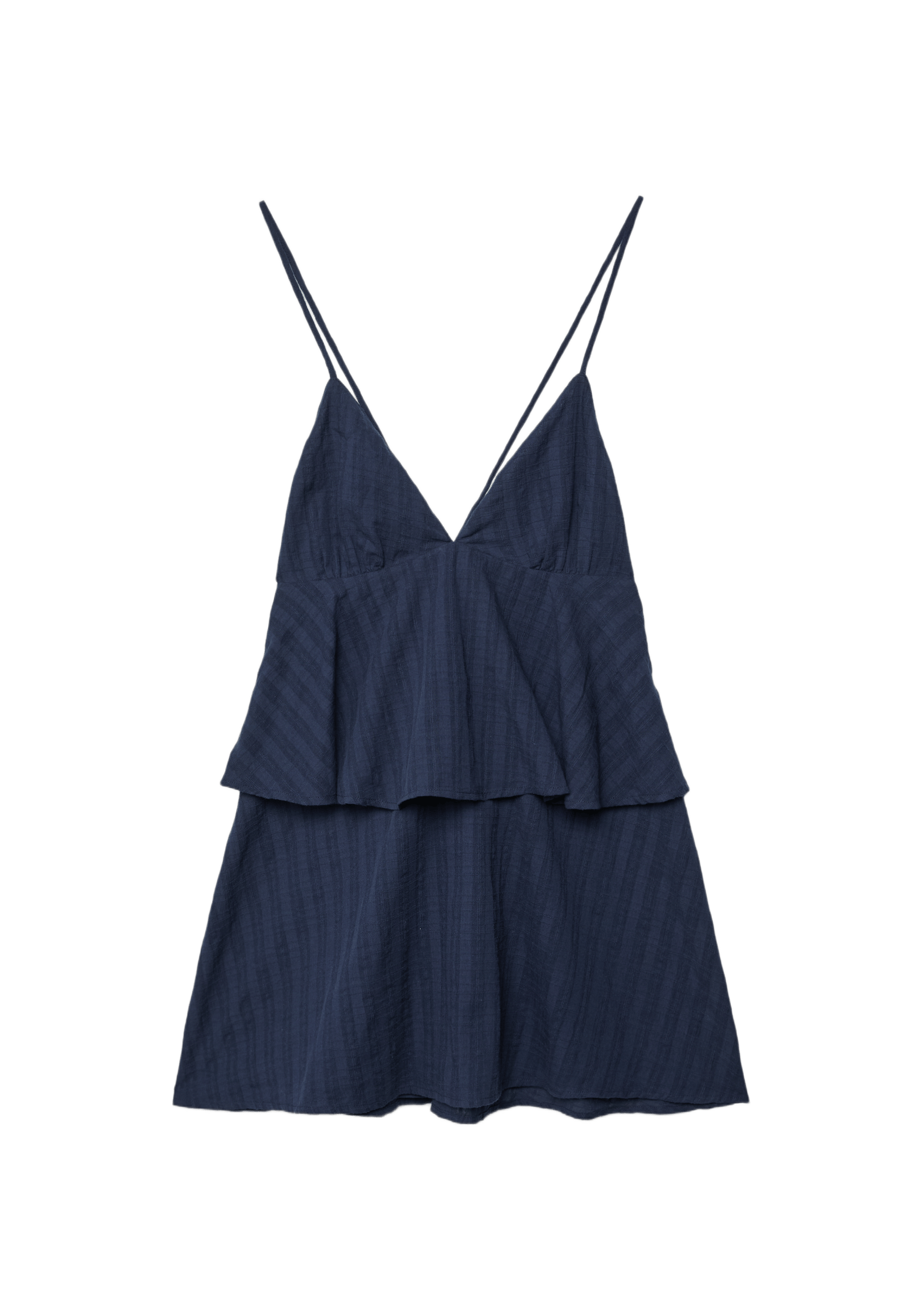 Short ruffled strappy dress — Dark blue