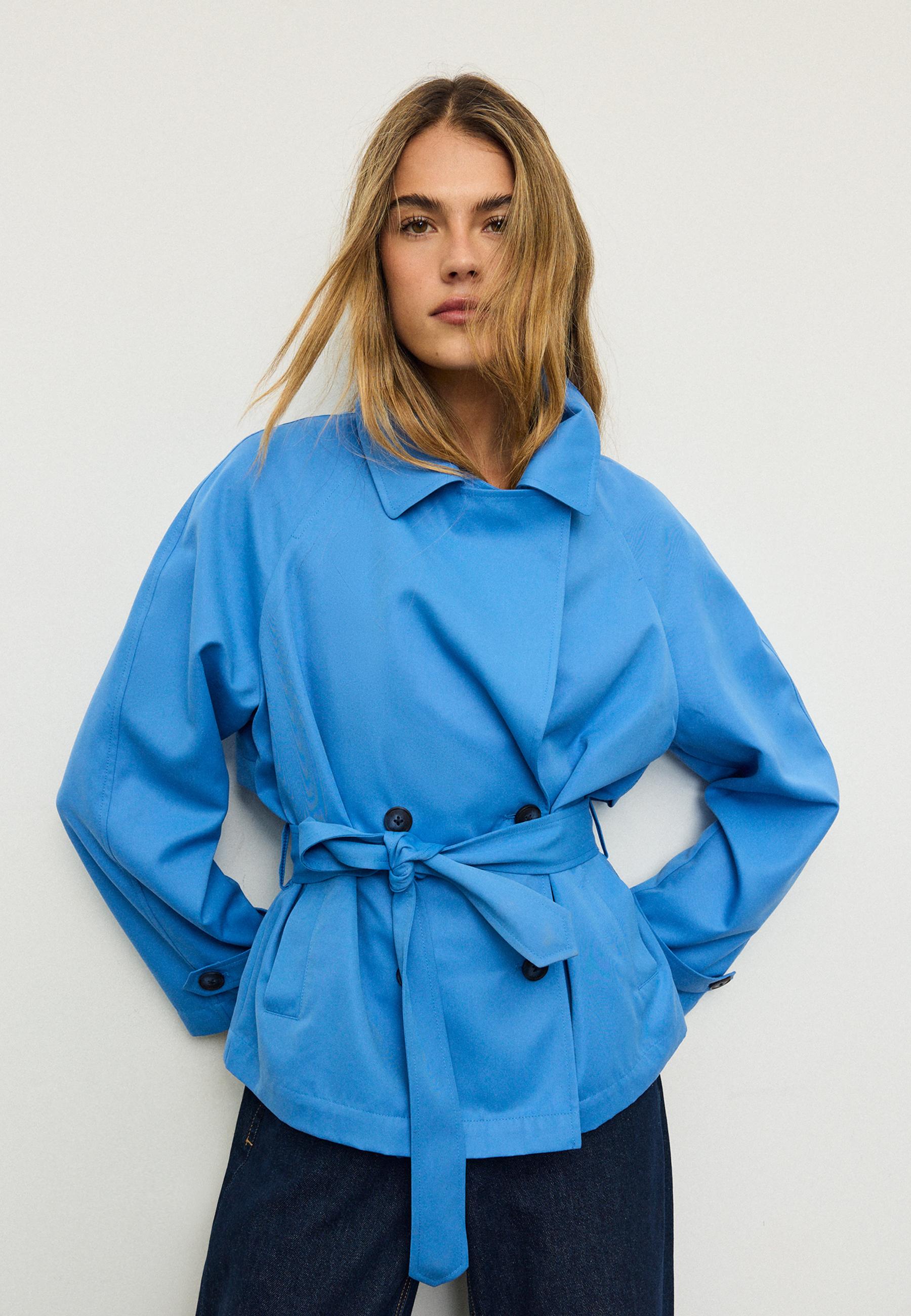 Kemerli kısa, akıcı trençkot - Görsel 2