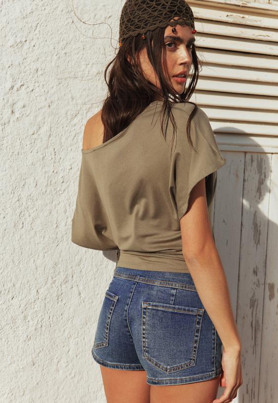 korte denim short met knopen