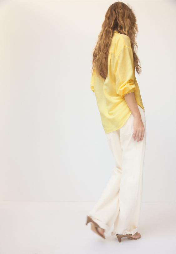 camisa fluida efecto lino