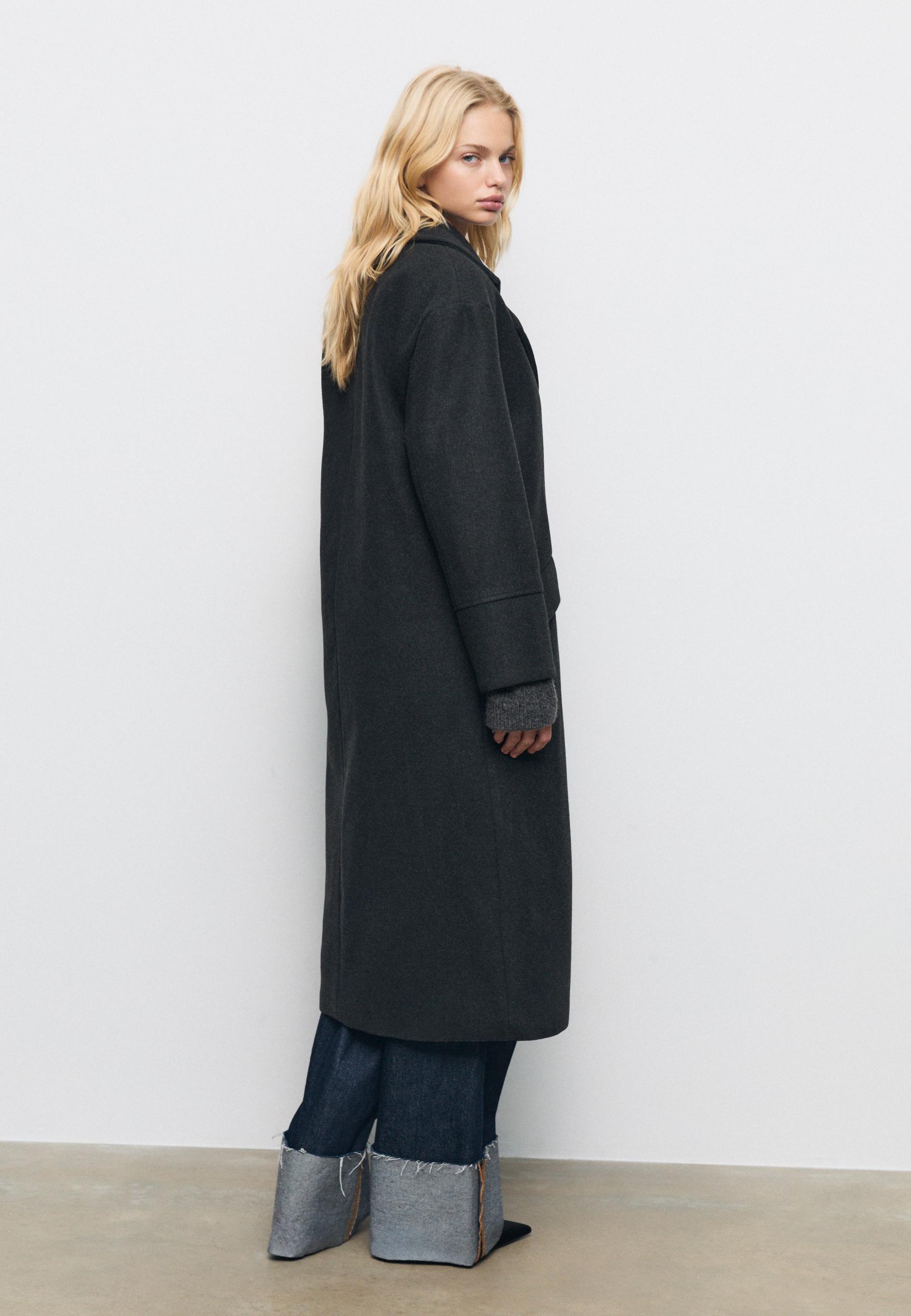 Oversize soft-touch coat — Dark grey