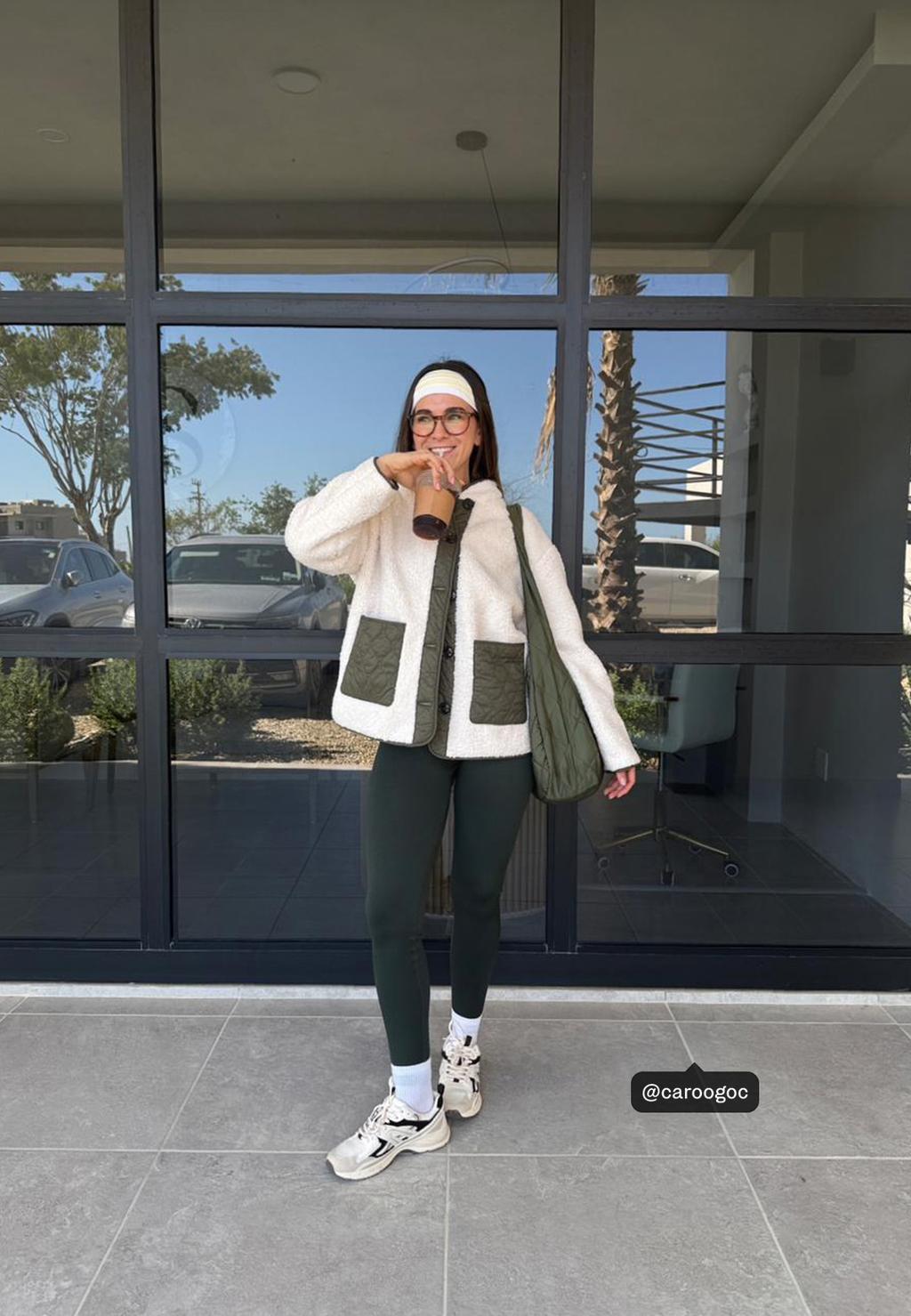 Contrast faux shearling lined jacket