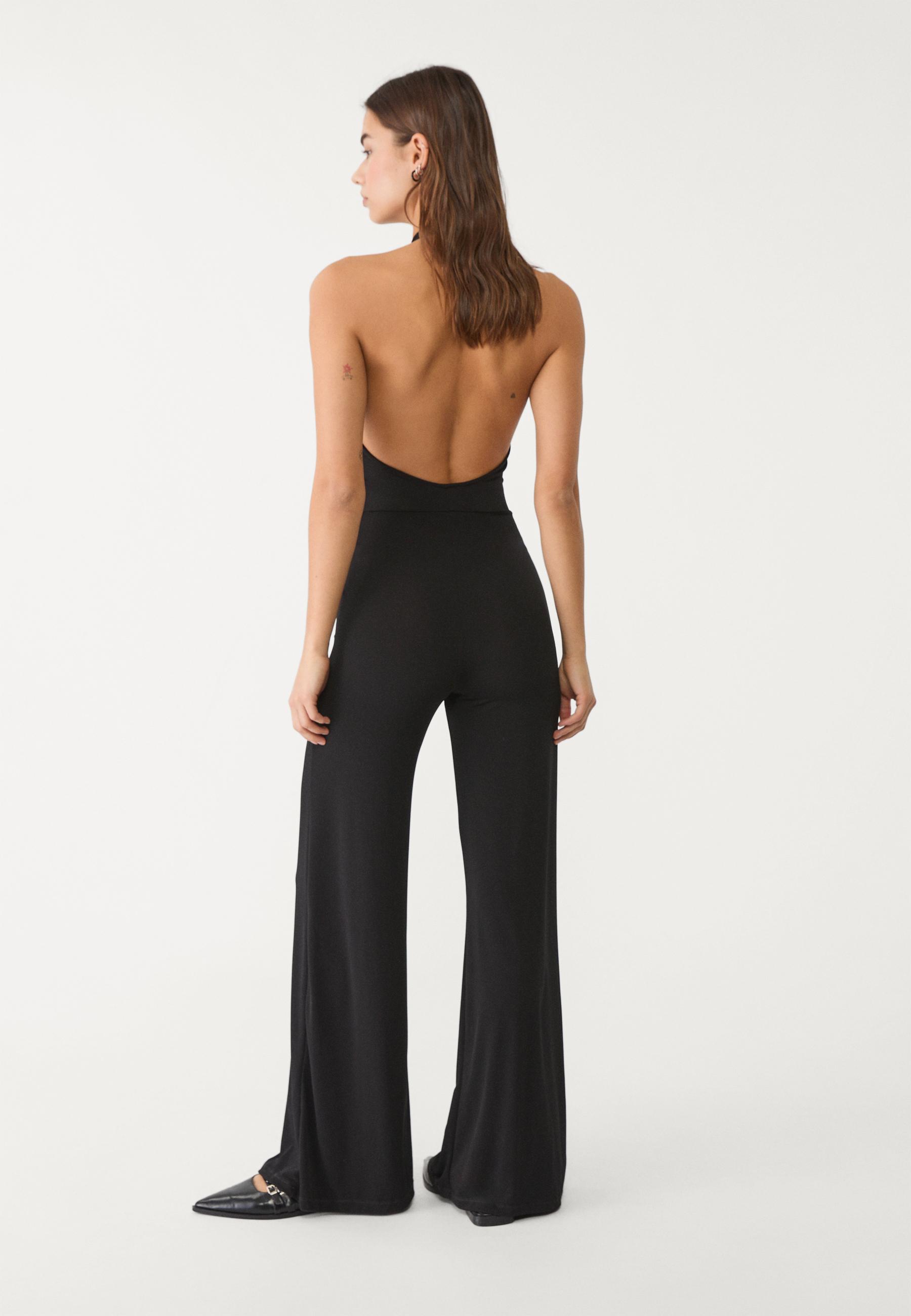 Halter jumpsuit with open back - Women's fashion
