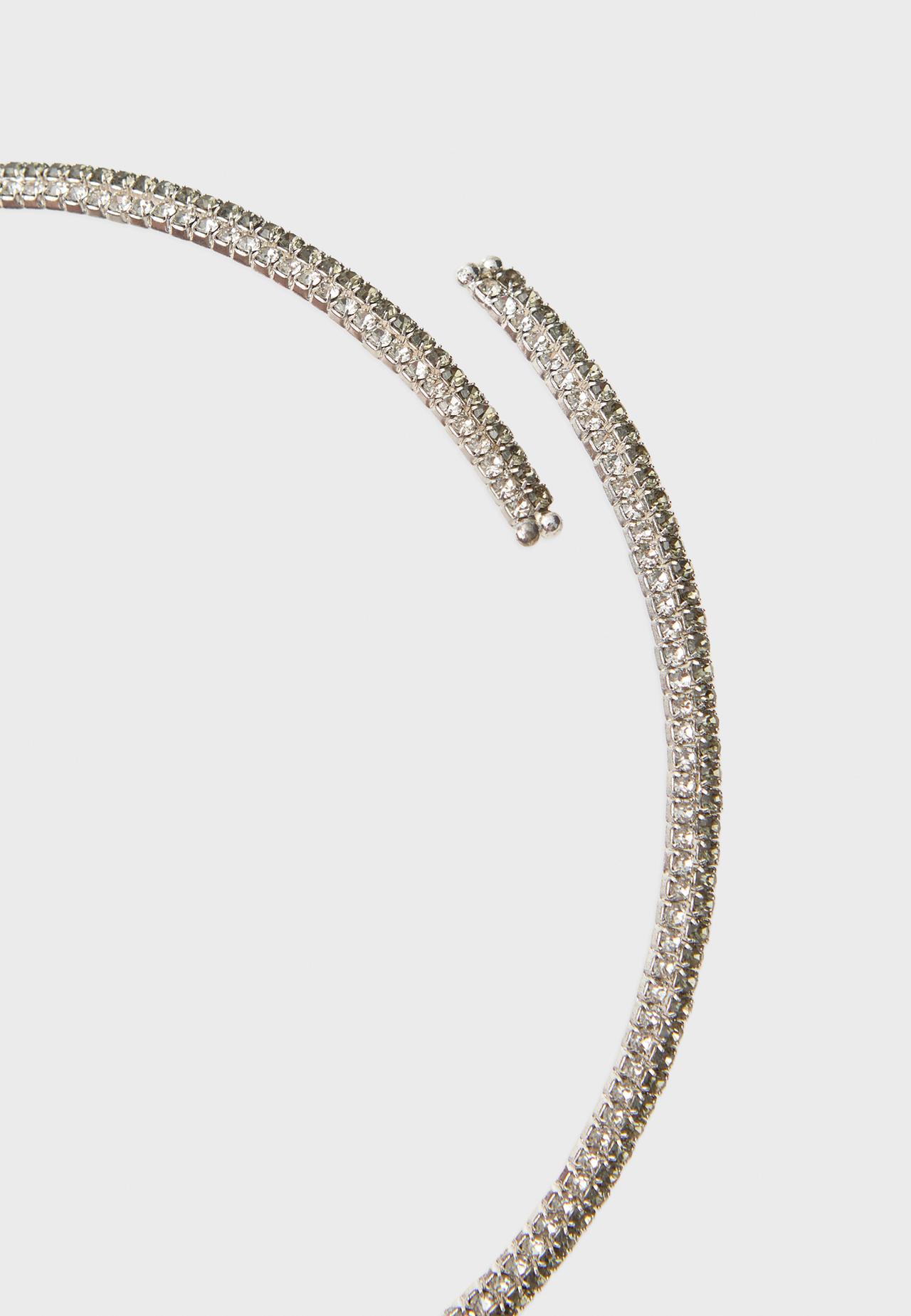 Rhinestone choker necklace — Grey