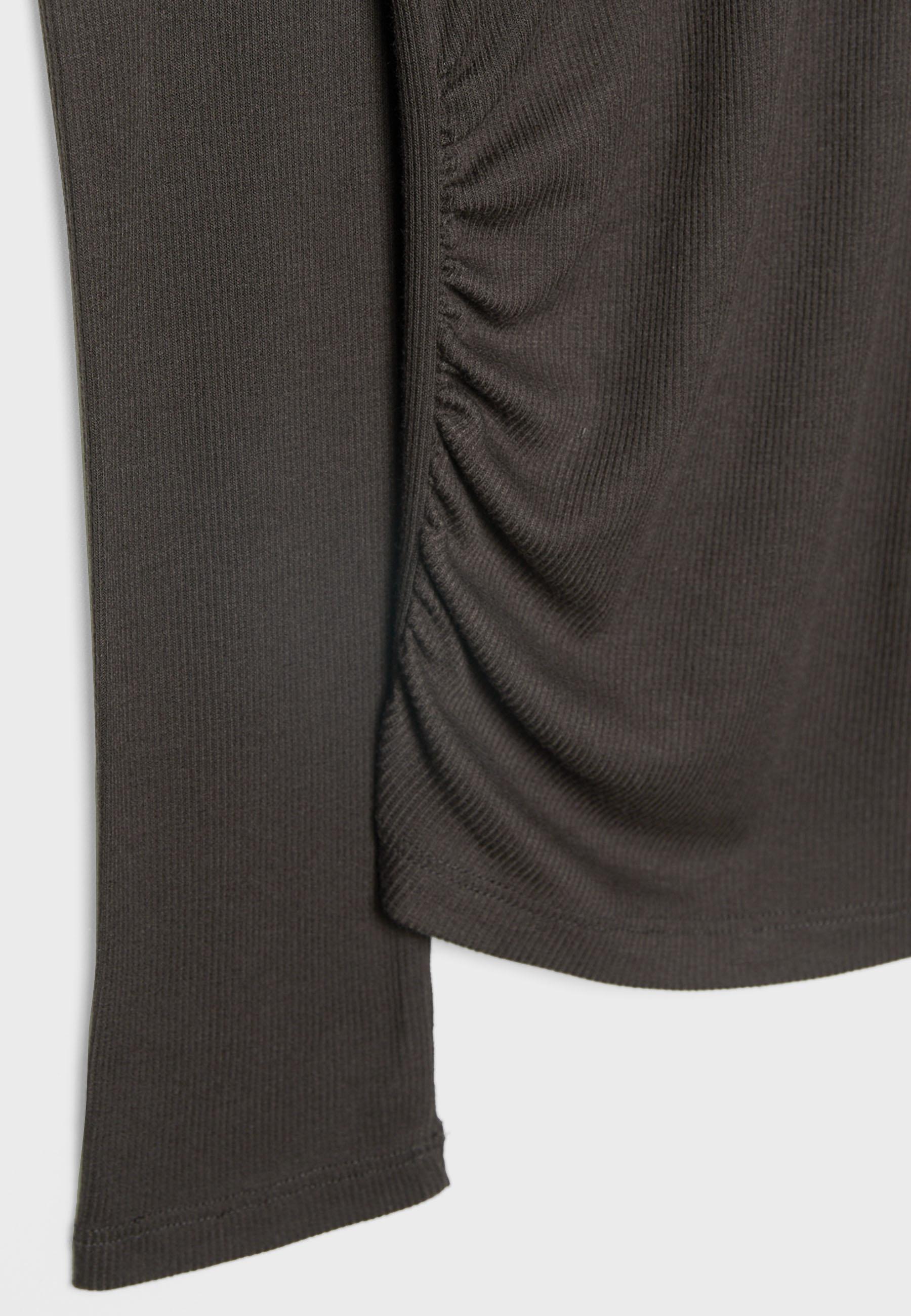 Asymmetric T-shirt with gathered detail — Brown