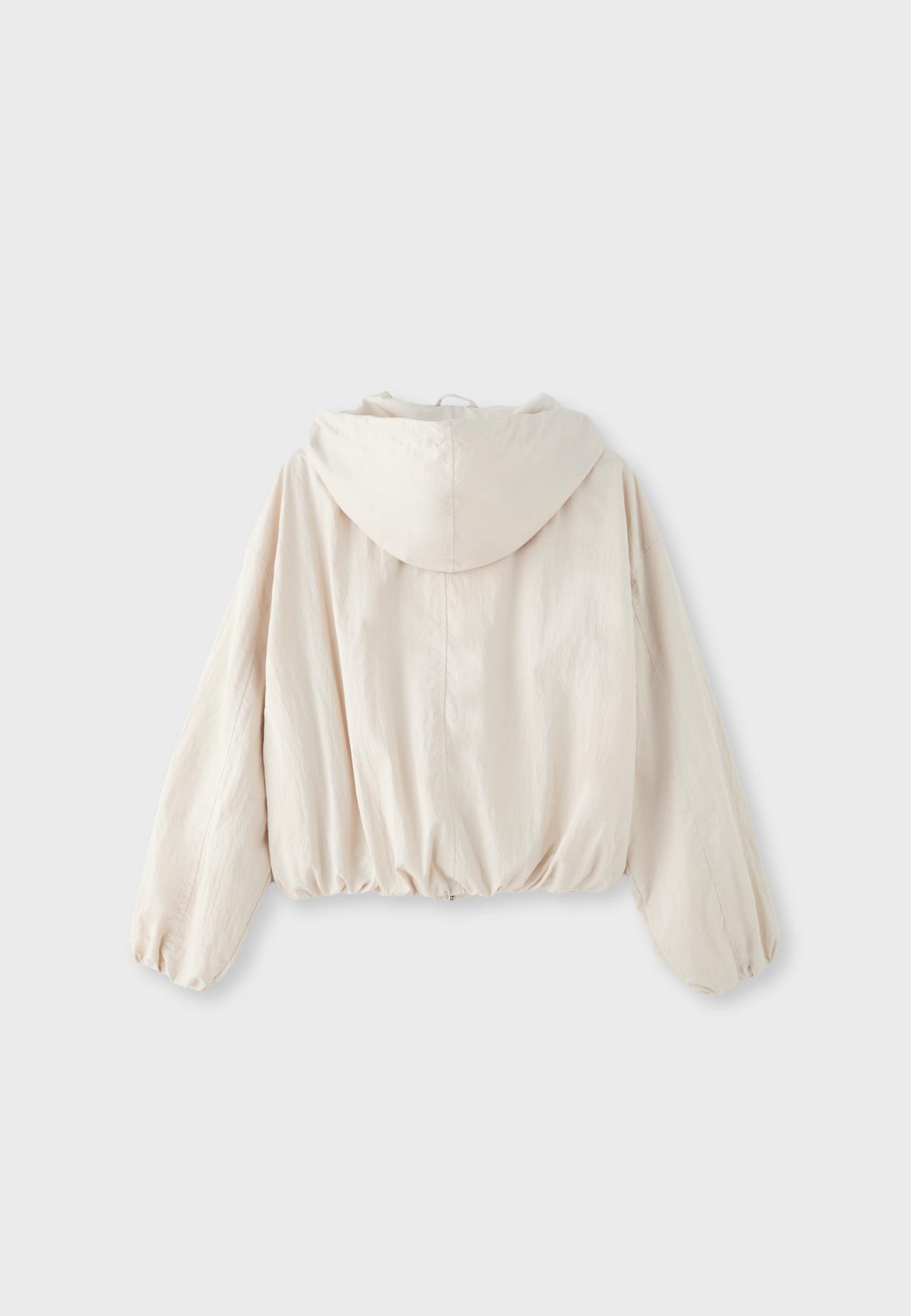 Basic nylon hood jacket — Ecru