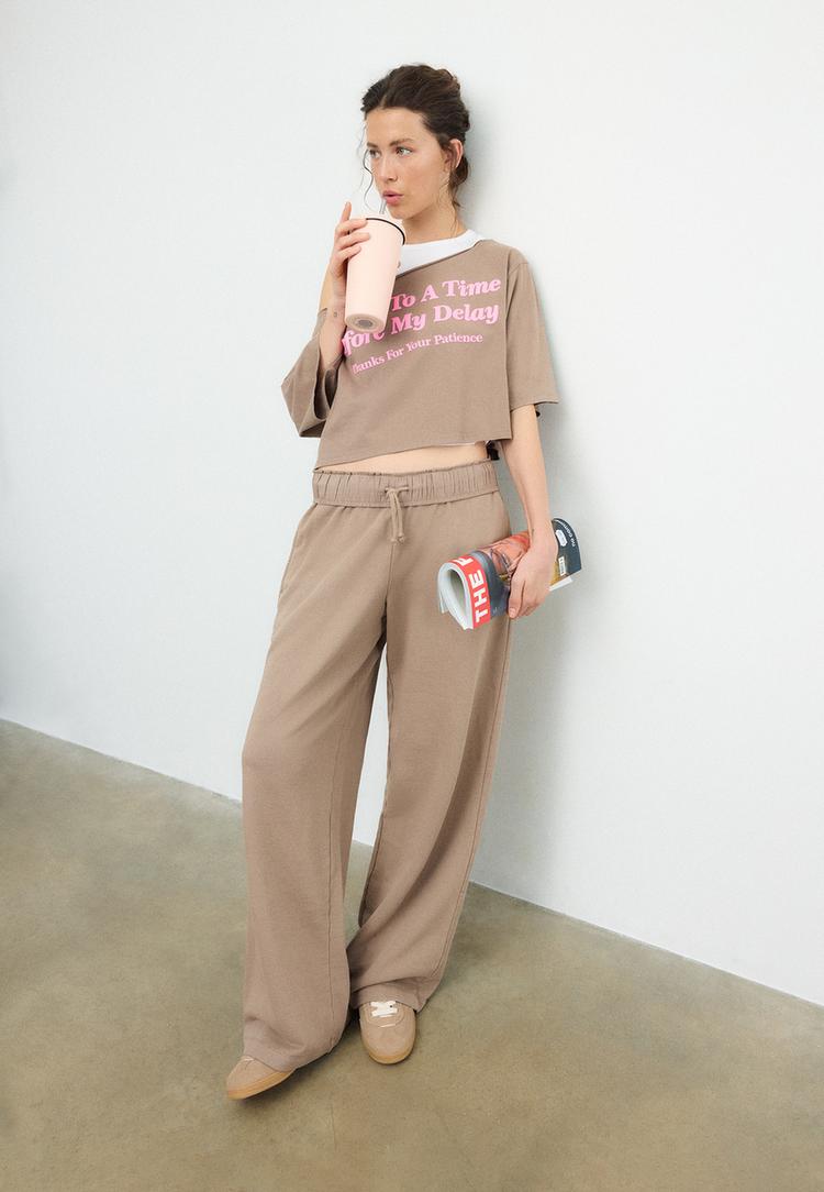 Stradivarius Μπλούζα Διπλής Θέσης 0-428 S