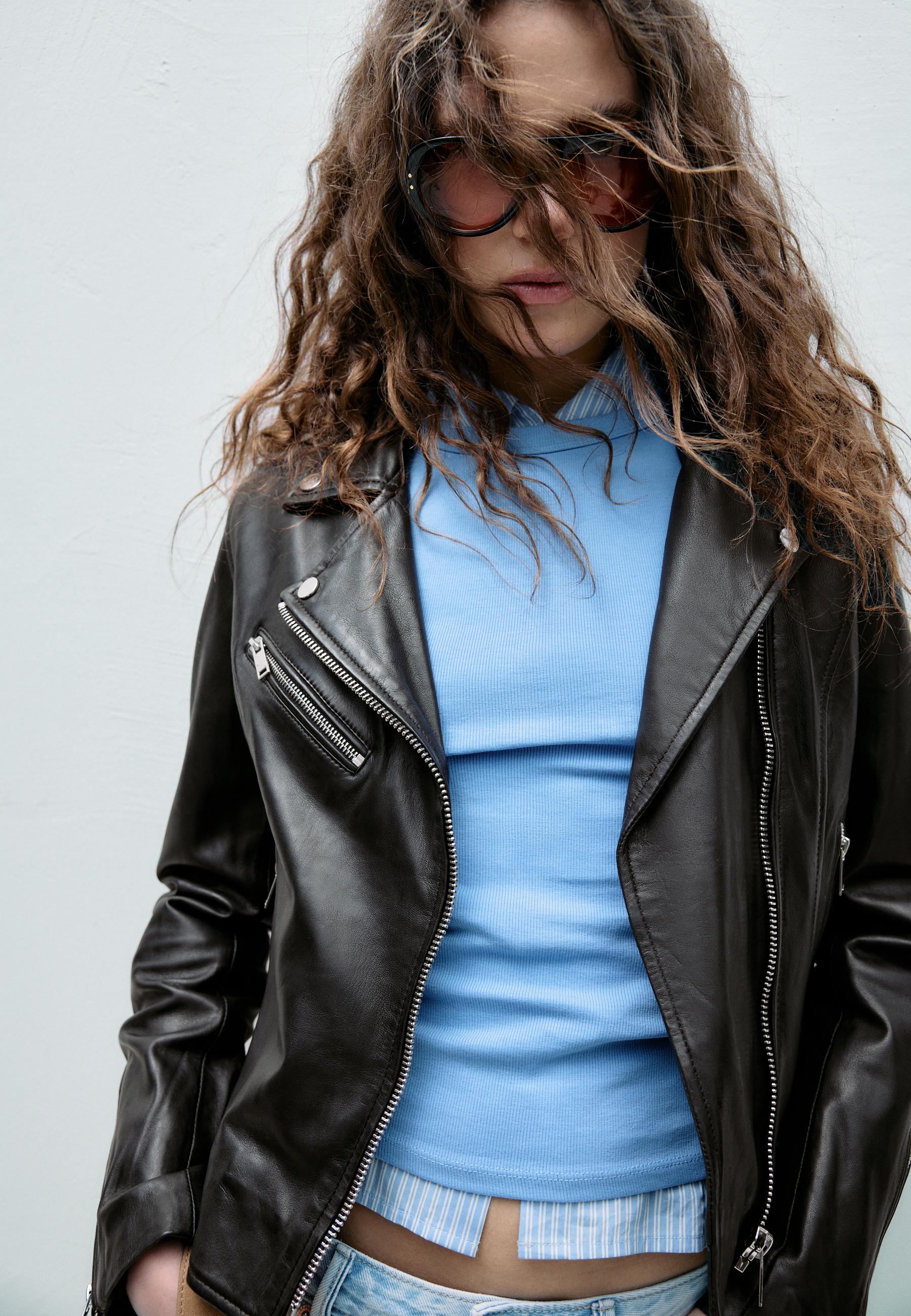 Leather biker jacket — Black