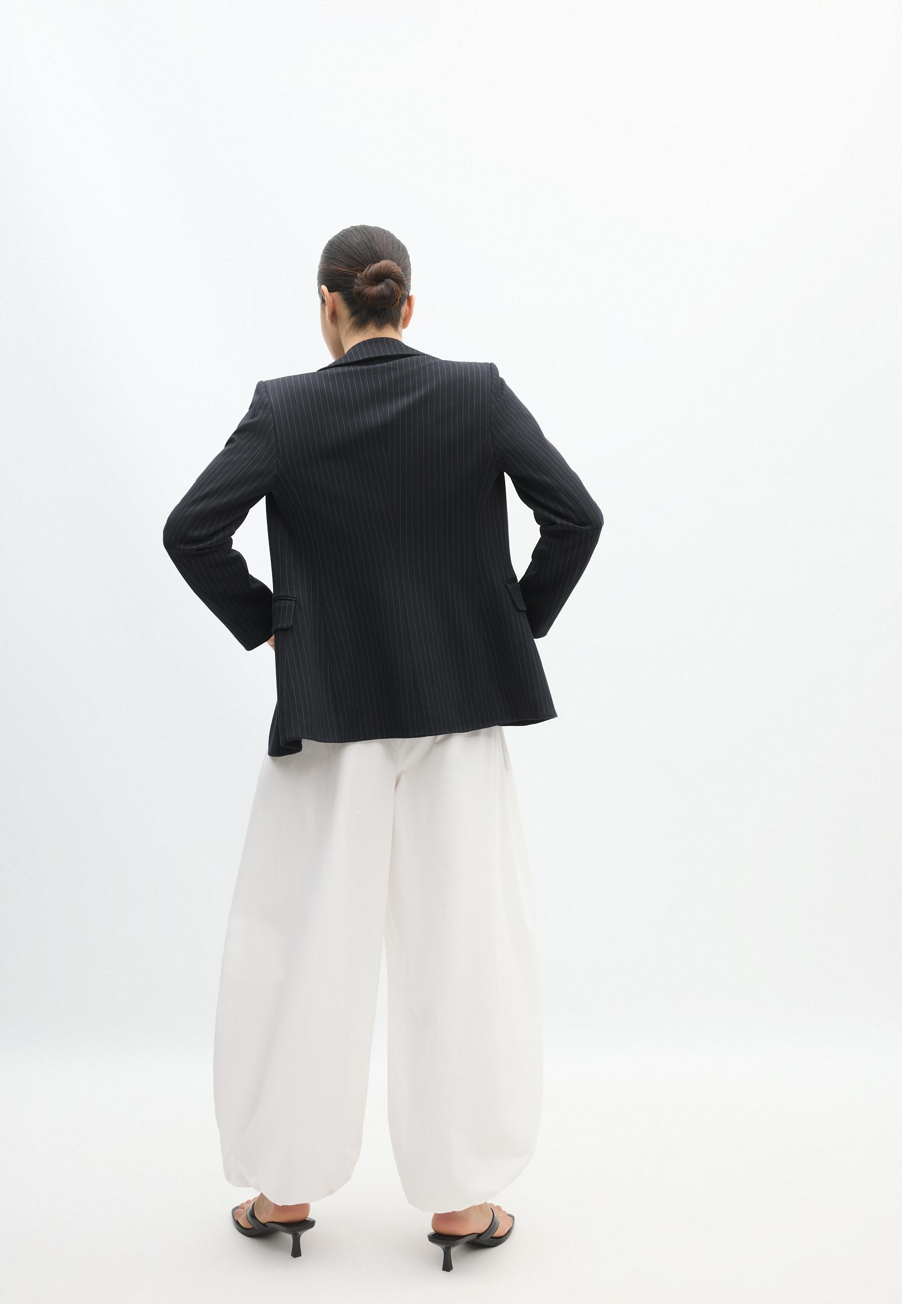 Basic striped knit blazer — Navy blue
