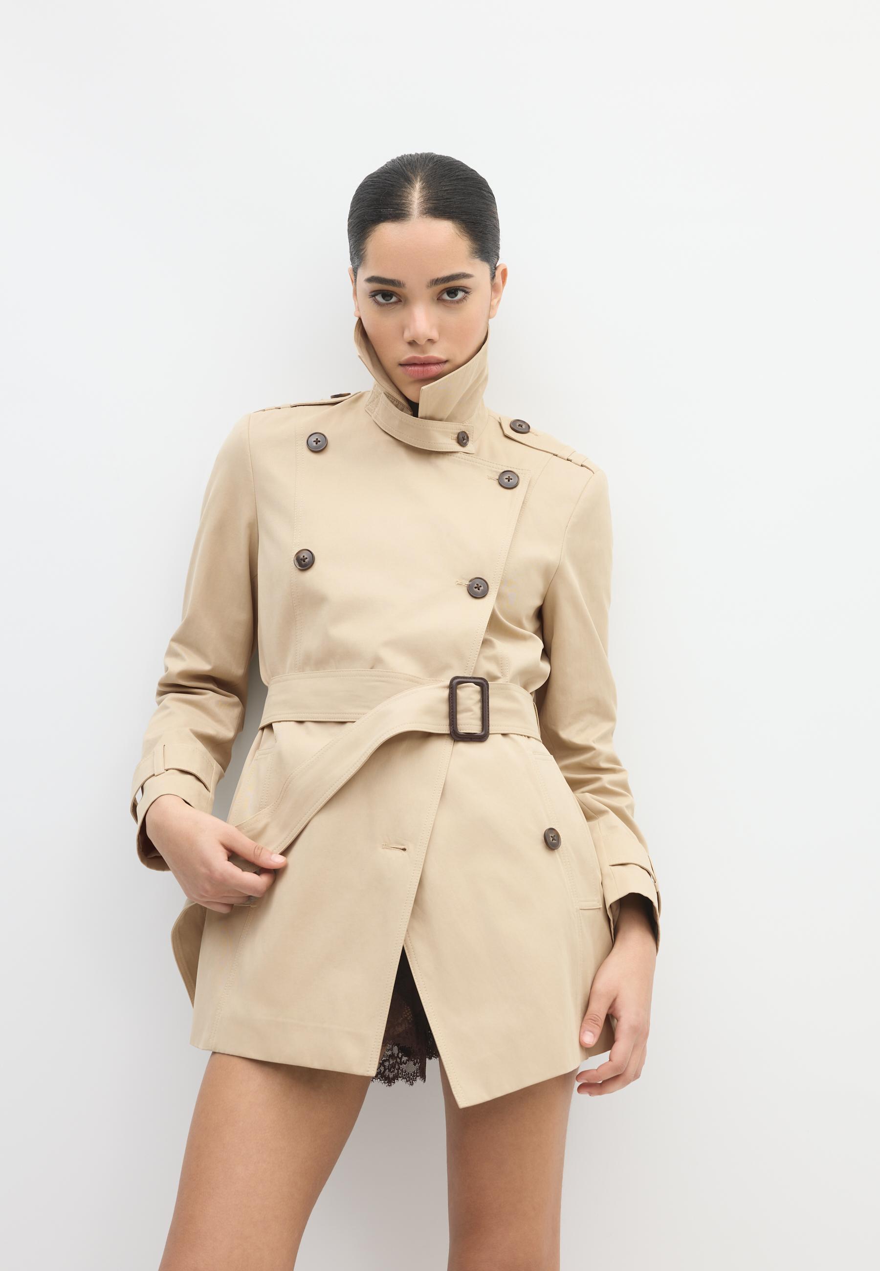 Short basic trench coat — Stone
