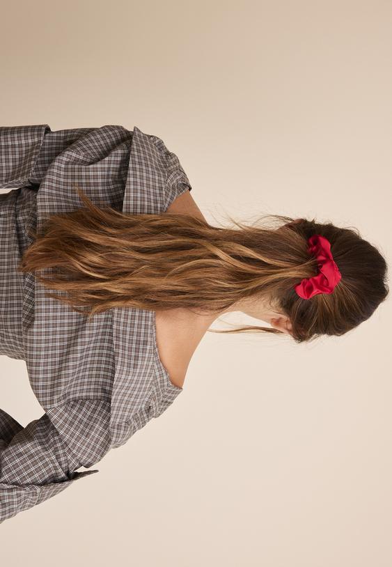 Stradivarius Set Of 3 Satin Scrunchies Olive Green Os