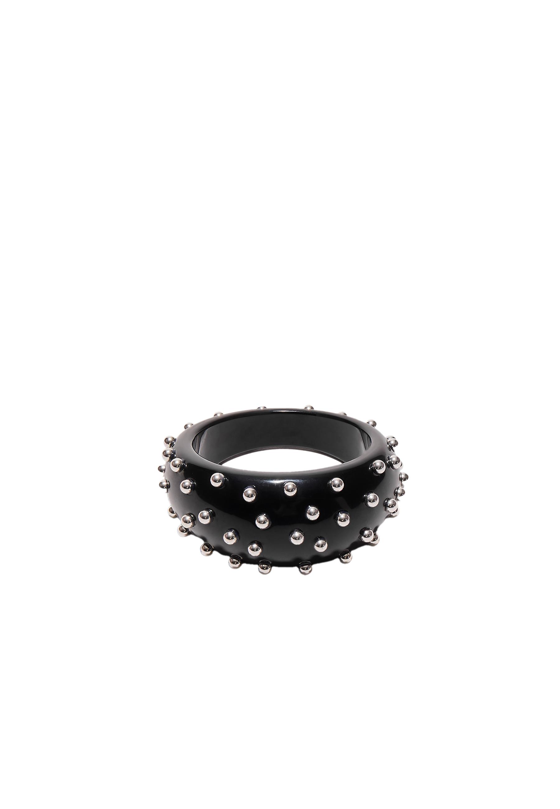 Maxi rigid studded bracelet — Black