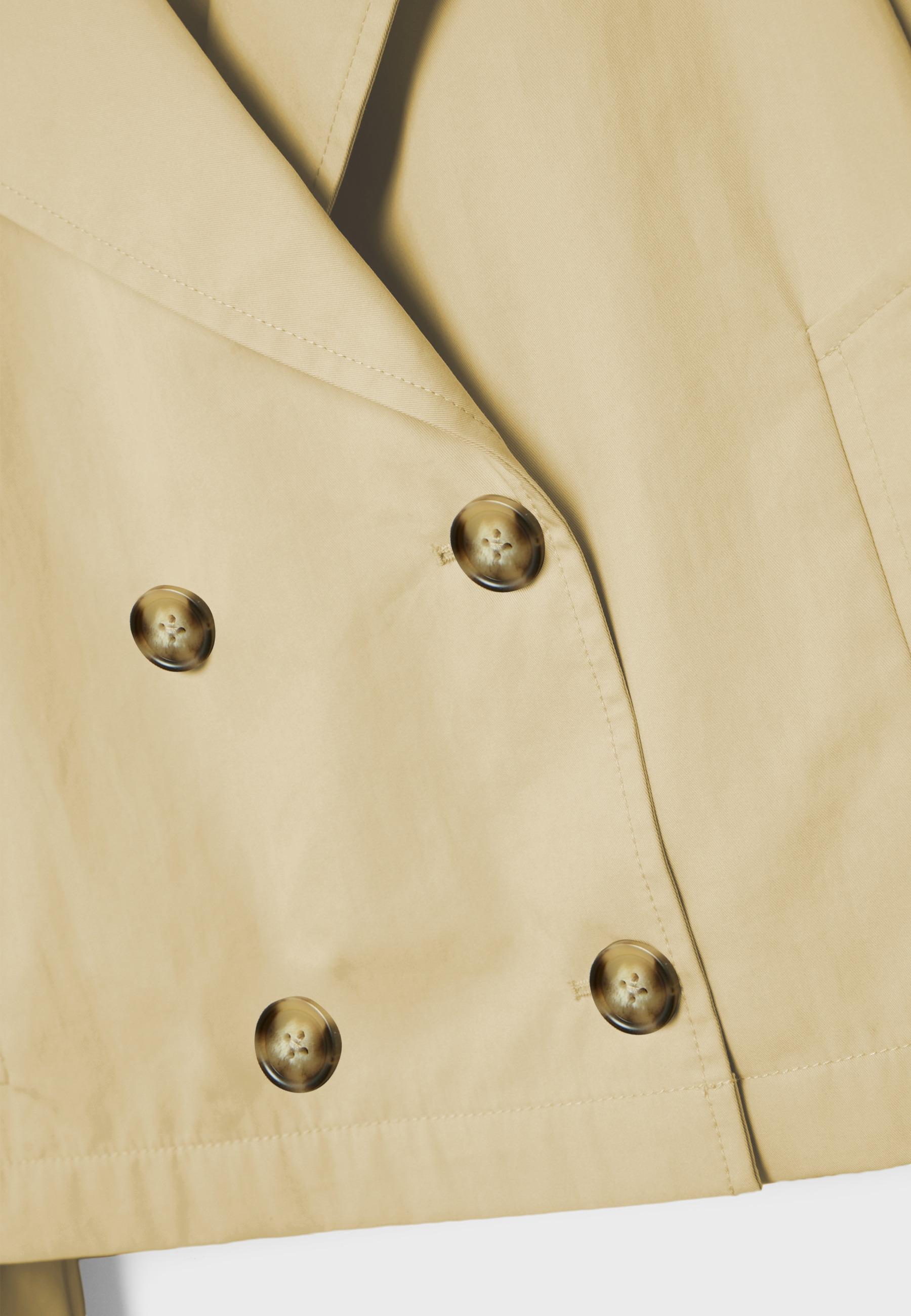 Short double-breasted trench coat — Stone