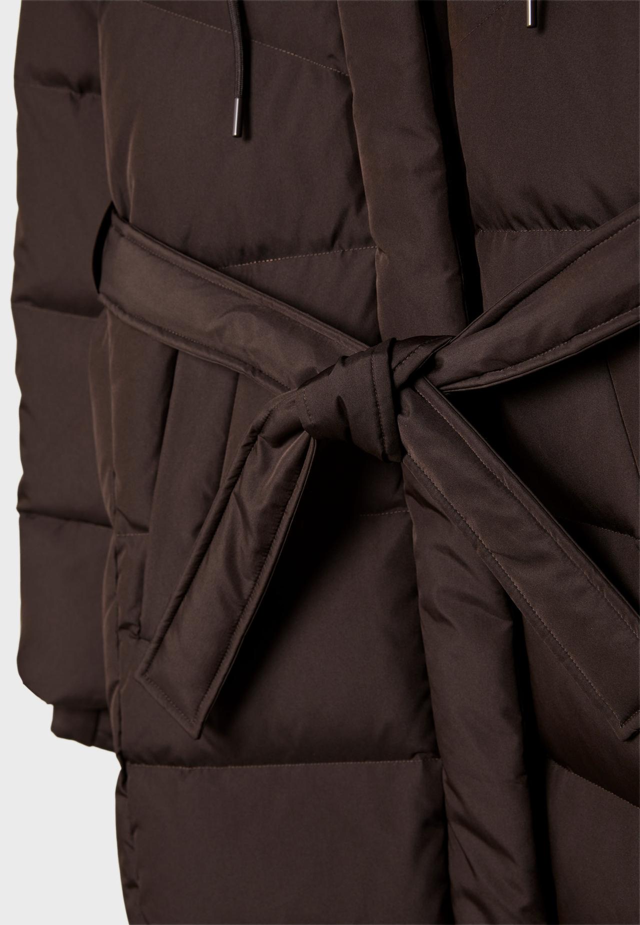 Belted puffer coat — Brown
