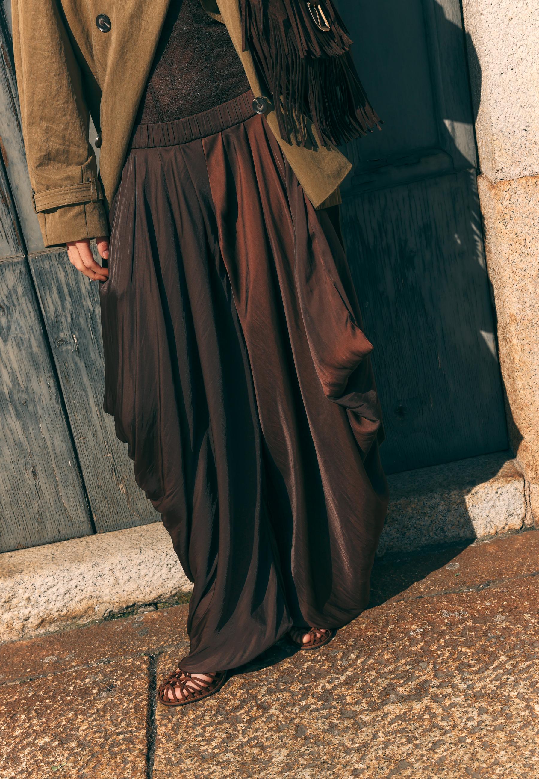 Super volume sarouel trousers — Brown