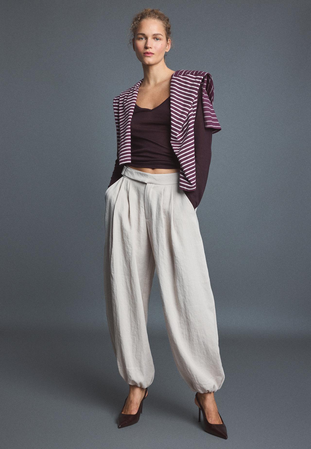 Sarouel trousers with buckle — Ecru