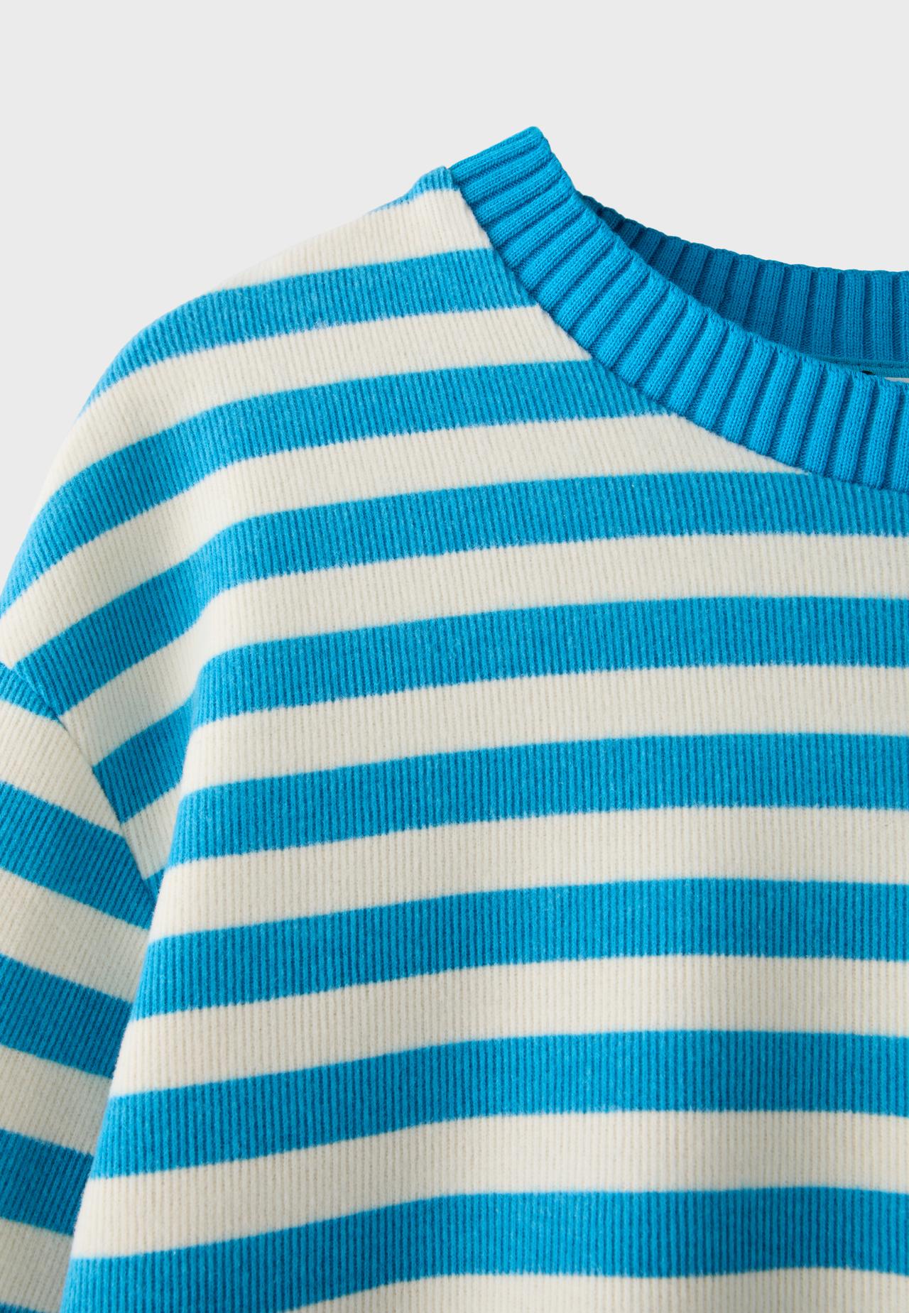 Knit round neck T-shirt — Turquoise