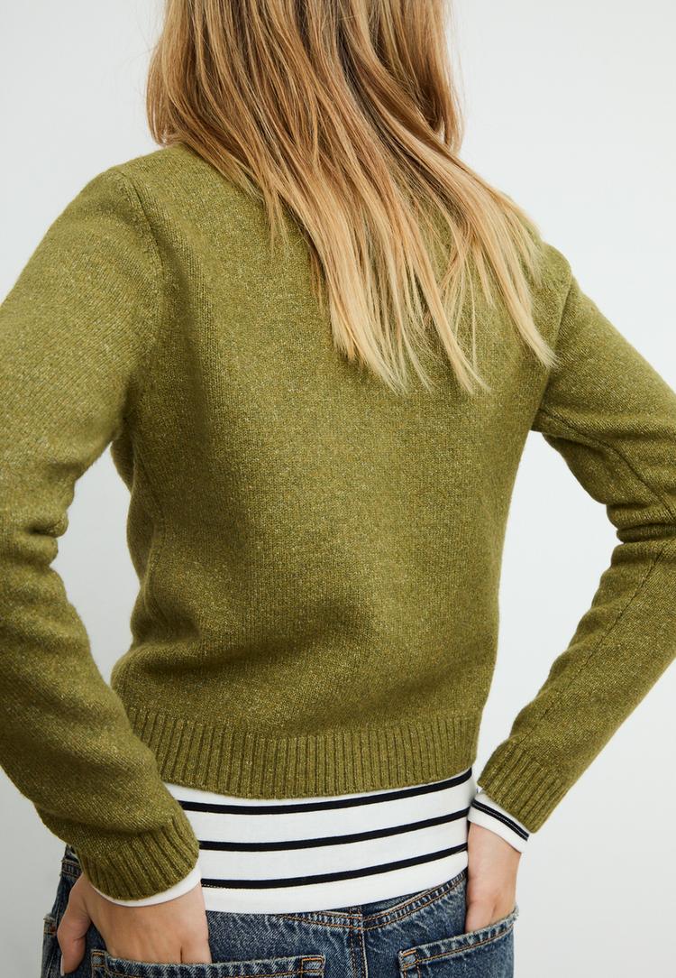 knit sweater with placement slogan