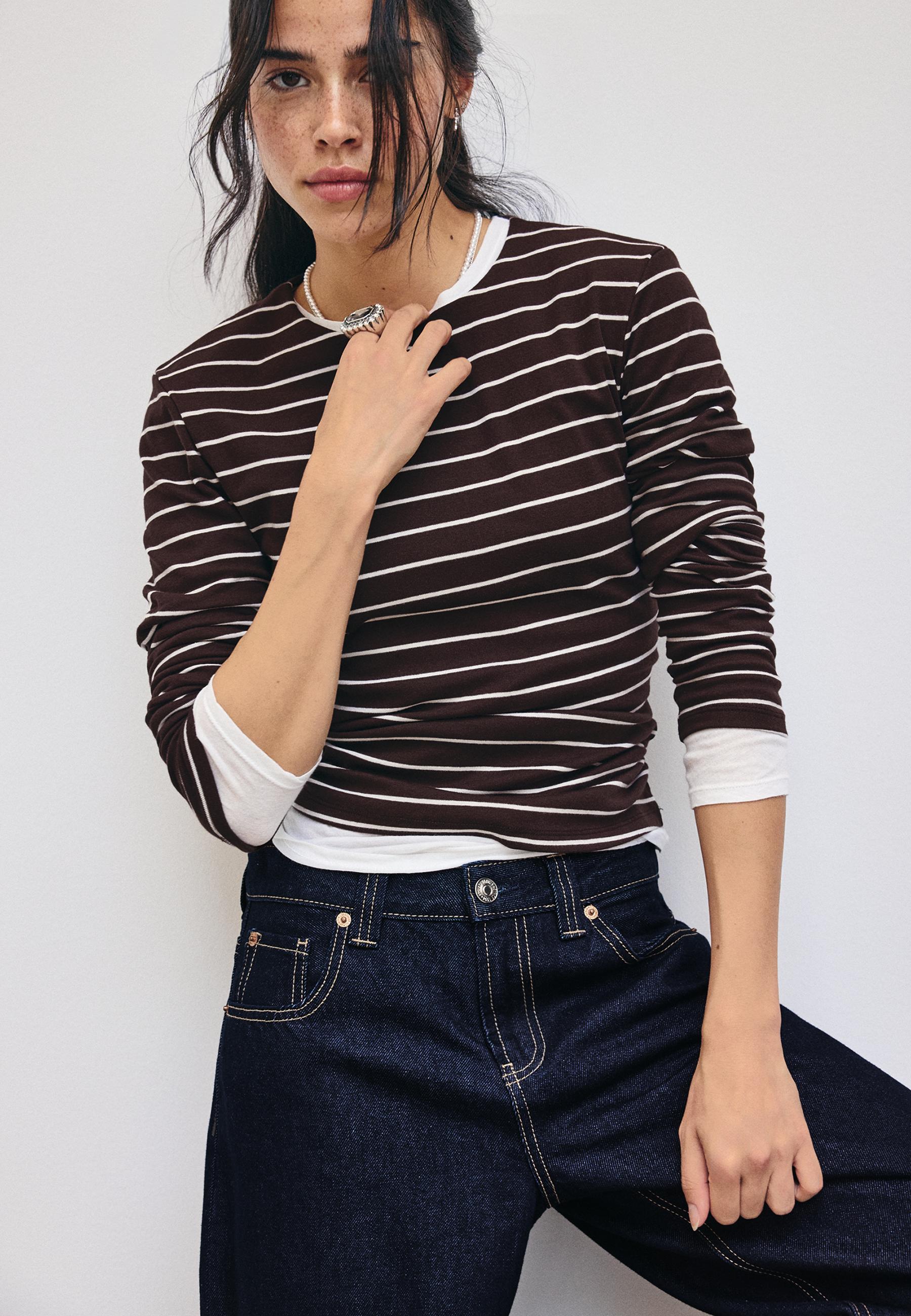 Stradivarius Uzun kollu basic t-shirt görsel 6