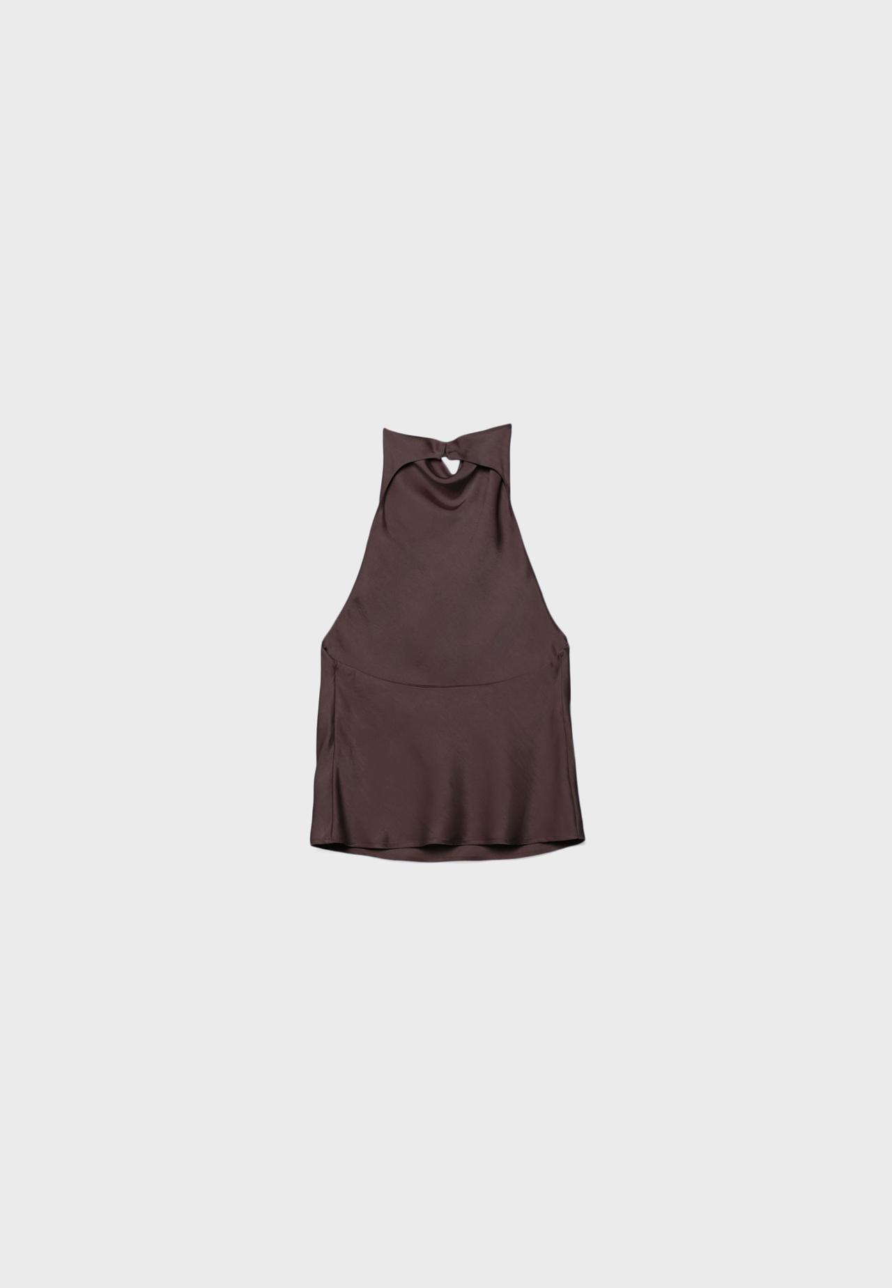 Satin halter top — Brown