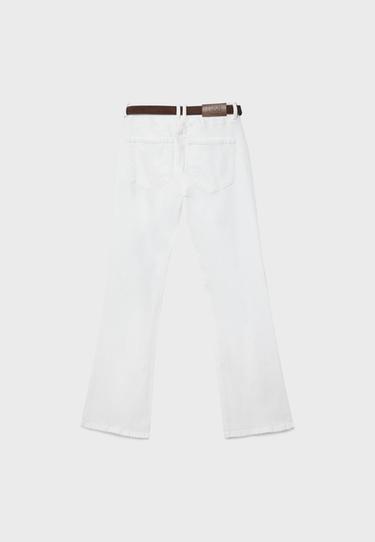 D68 boot-cut jeans with belt — White 7