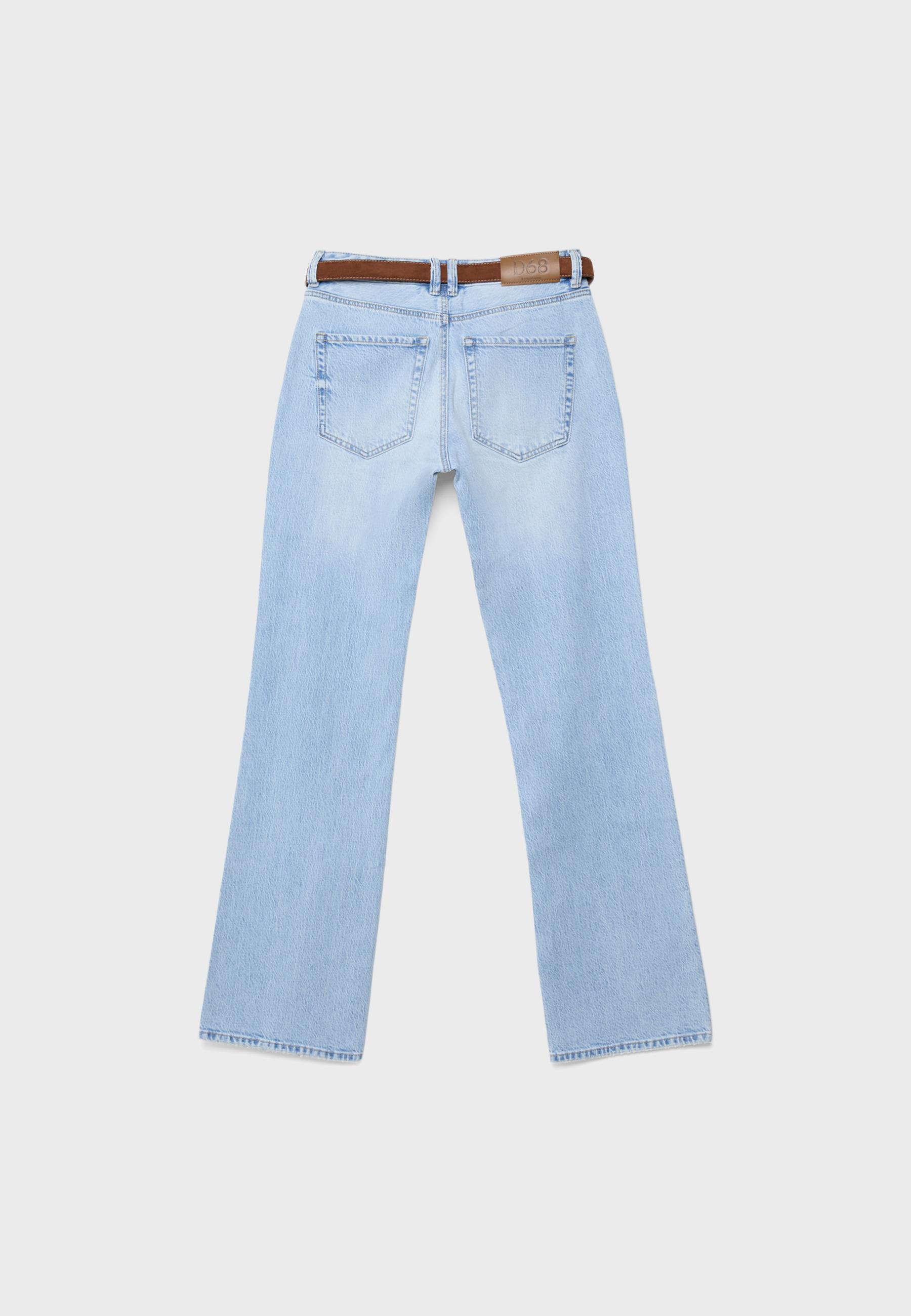 D68 Boot-cut jeans with belt — MEDIUM LIGHT BLUE DENIM