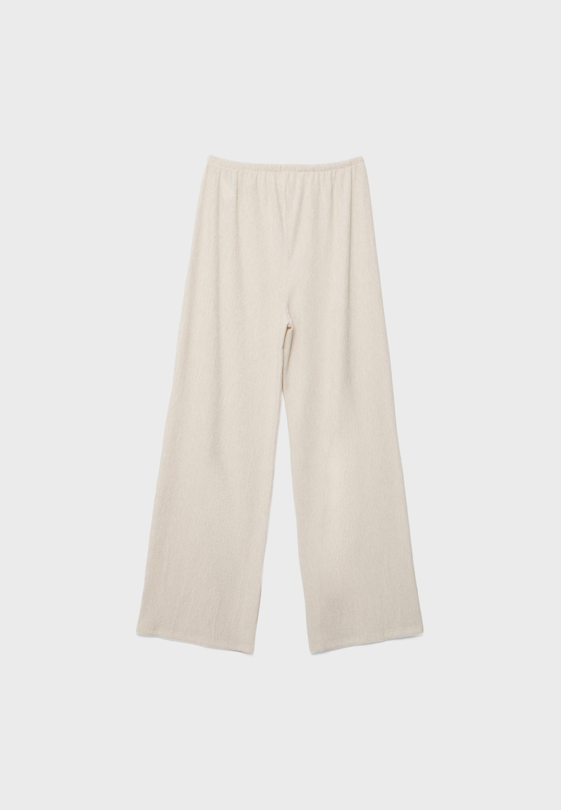 Straight-leg creased-effect trousers — Vanilla