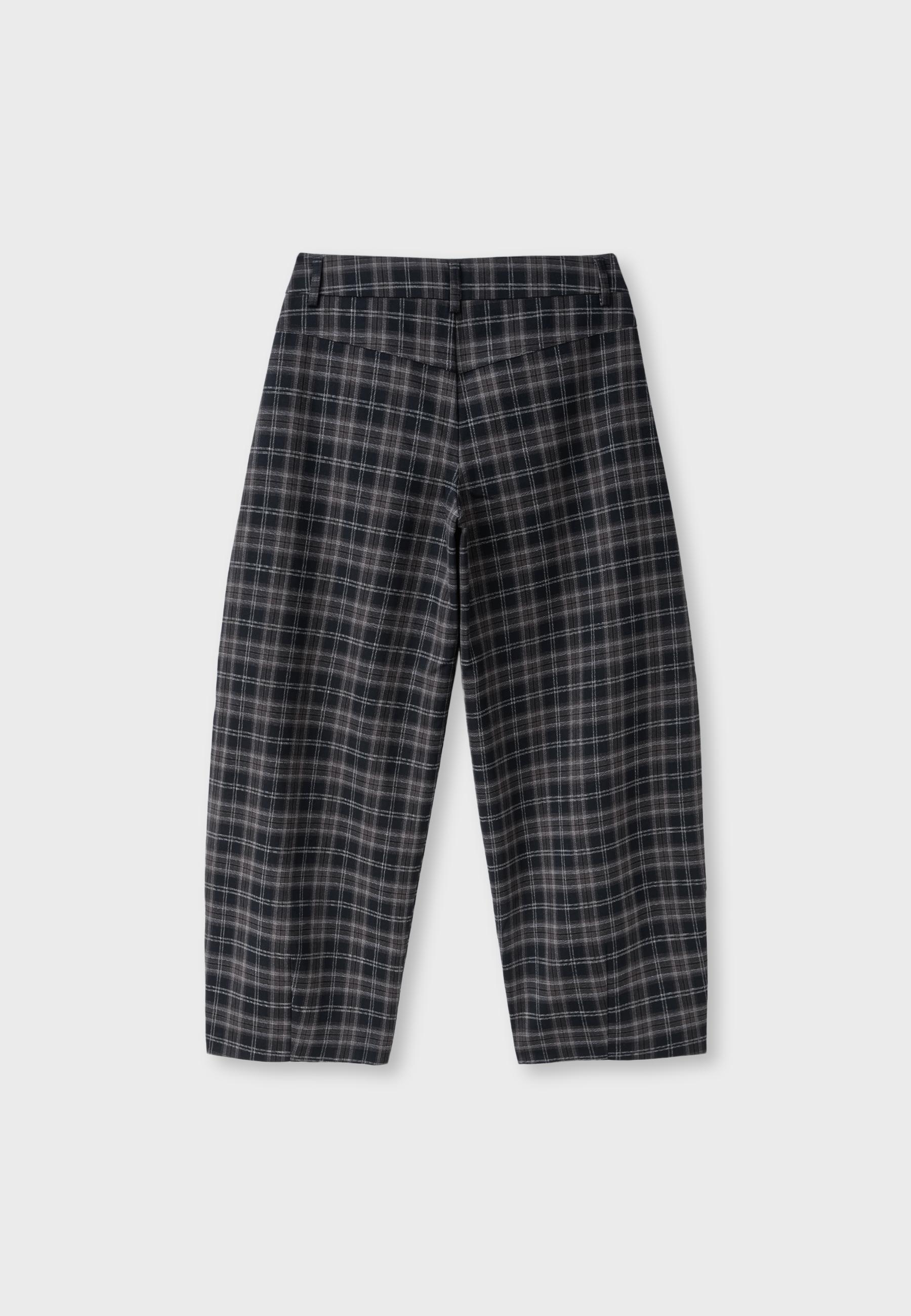 Stradivarius Ekose barrel kumaş pantolon görsel 3