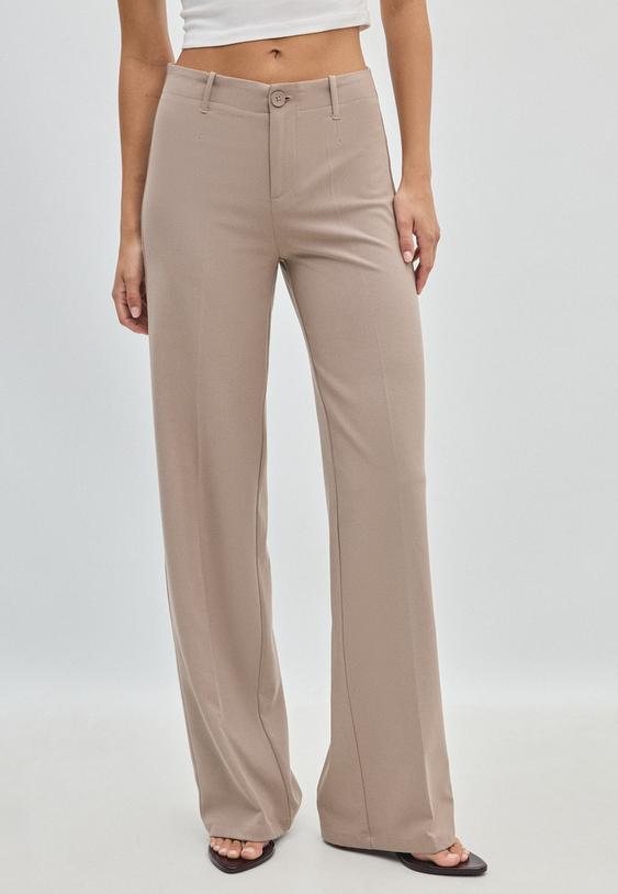 Stradivarius Wide-Leg Trousers Beige 8