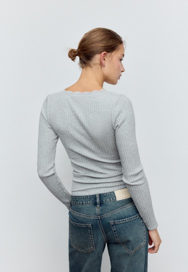 camiseta seamless encaje