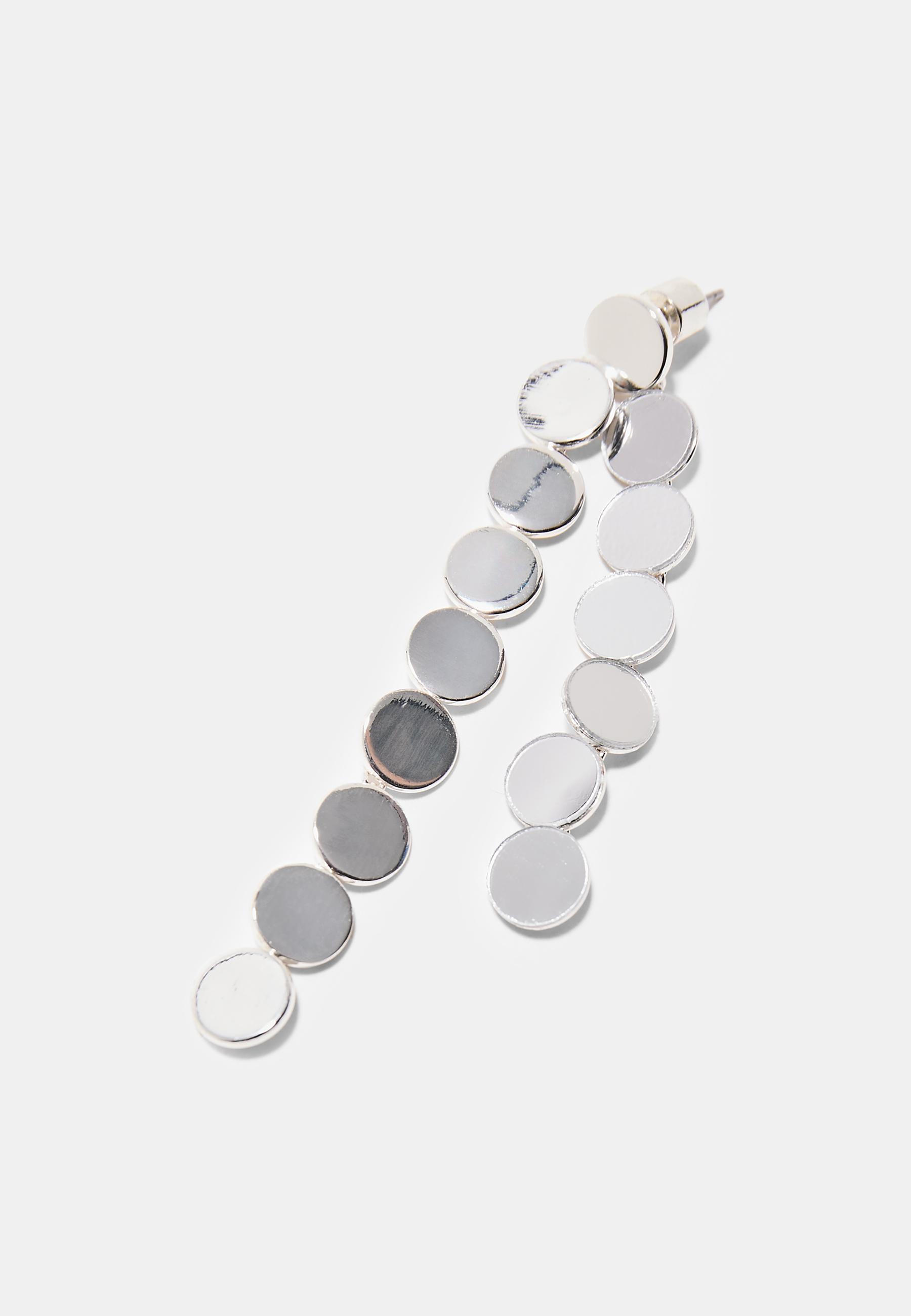 Long mini circle earring — Grey