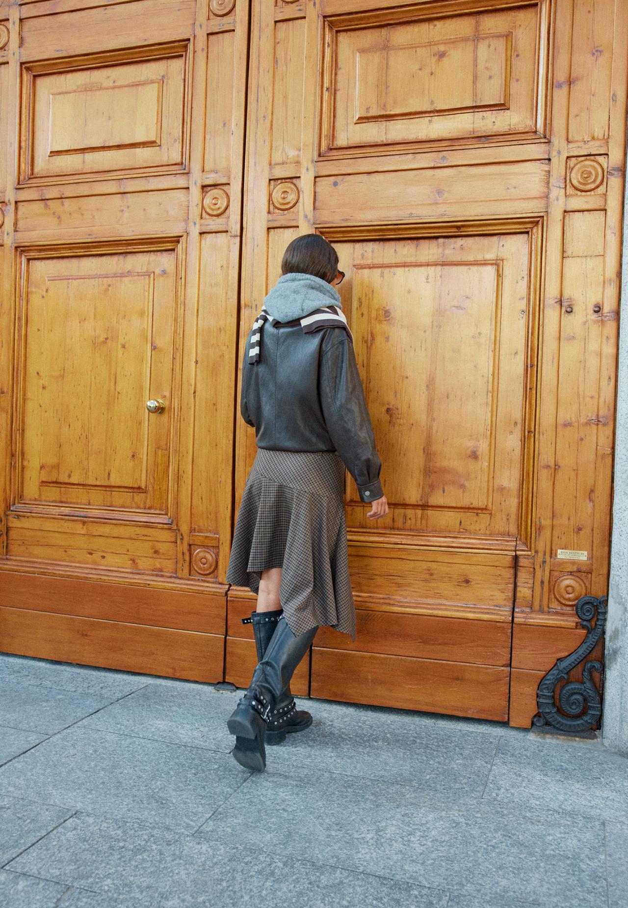 Oversize leather effect jacket — Brown