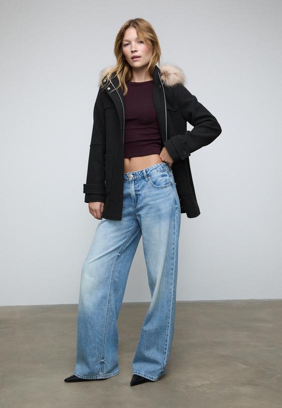 hooded faux fur coat