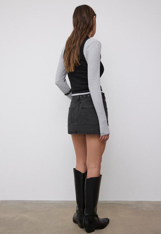 d62 falda pantalon denim tachas