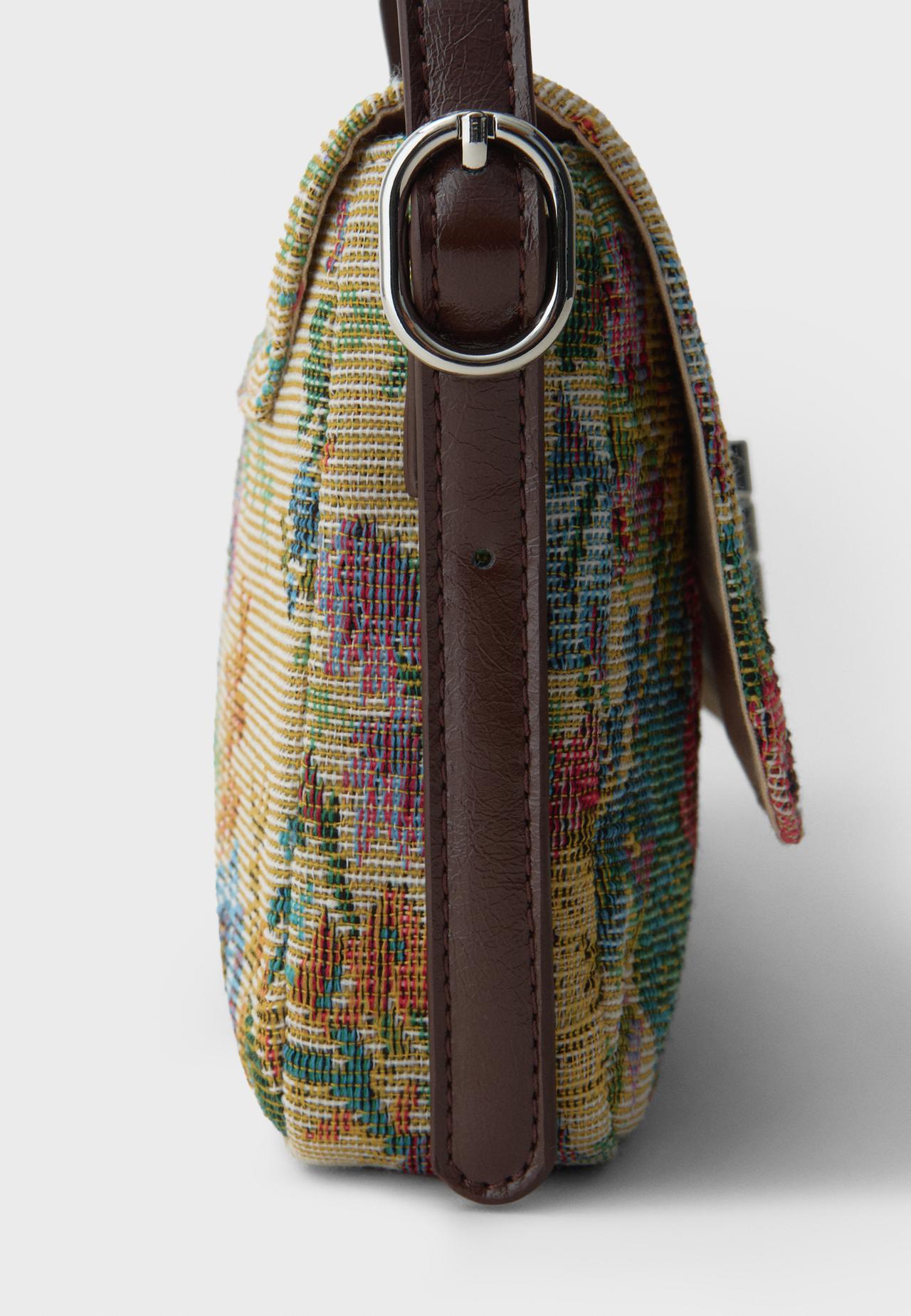 Compact printed shoulder bag with clasp — Stone