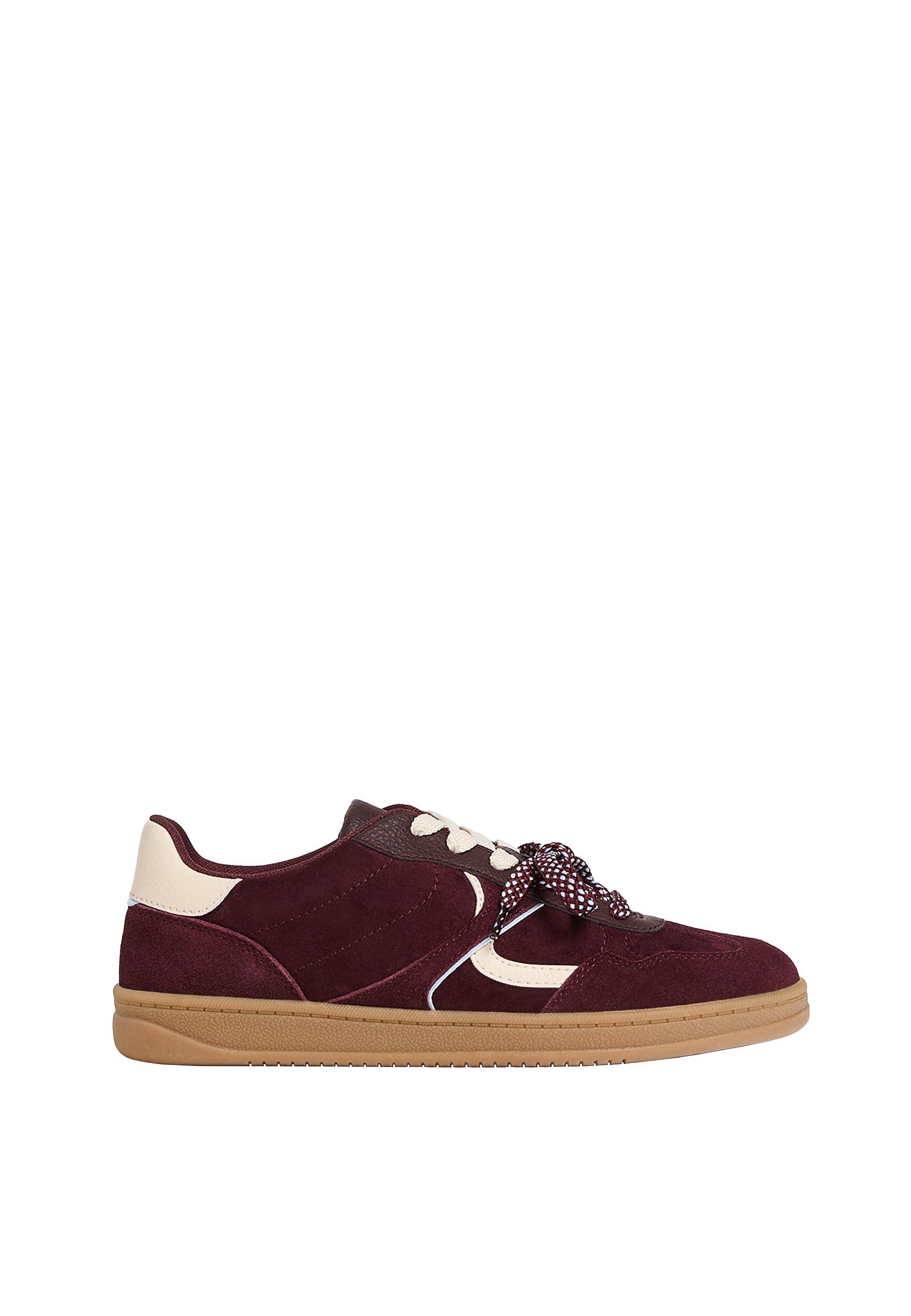 Casual sneakers with double laces — BURGUNDY