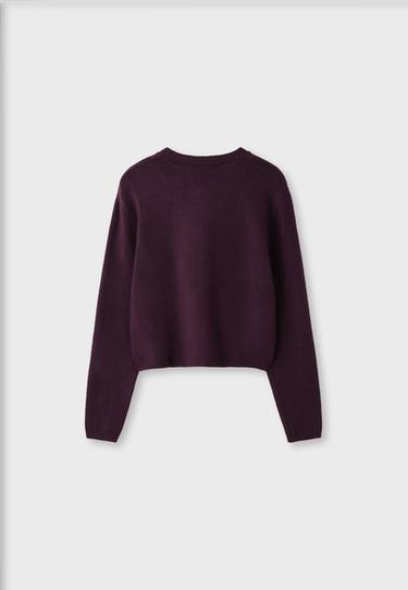 Soft-touch button-up knit cardigan — Purple 8