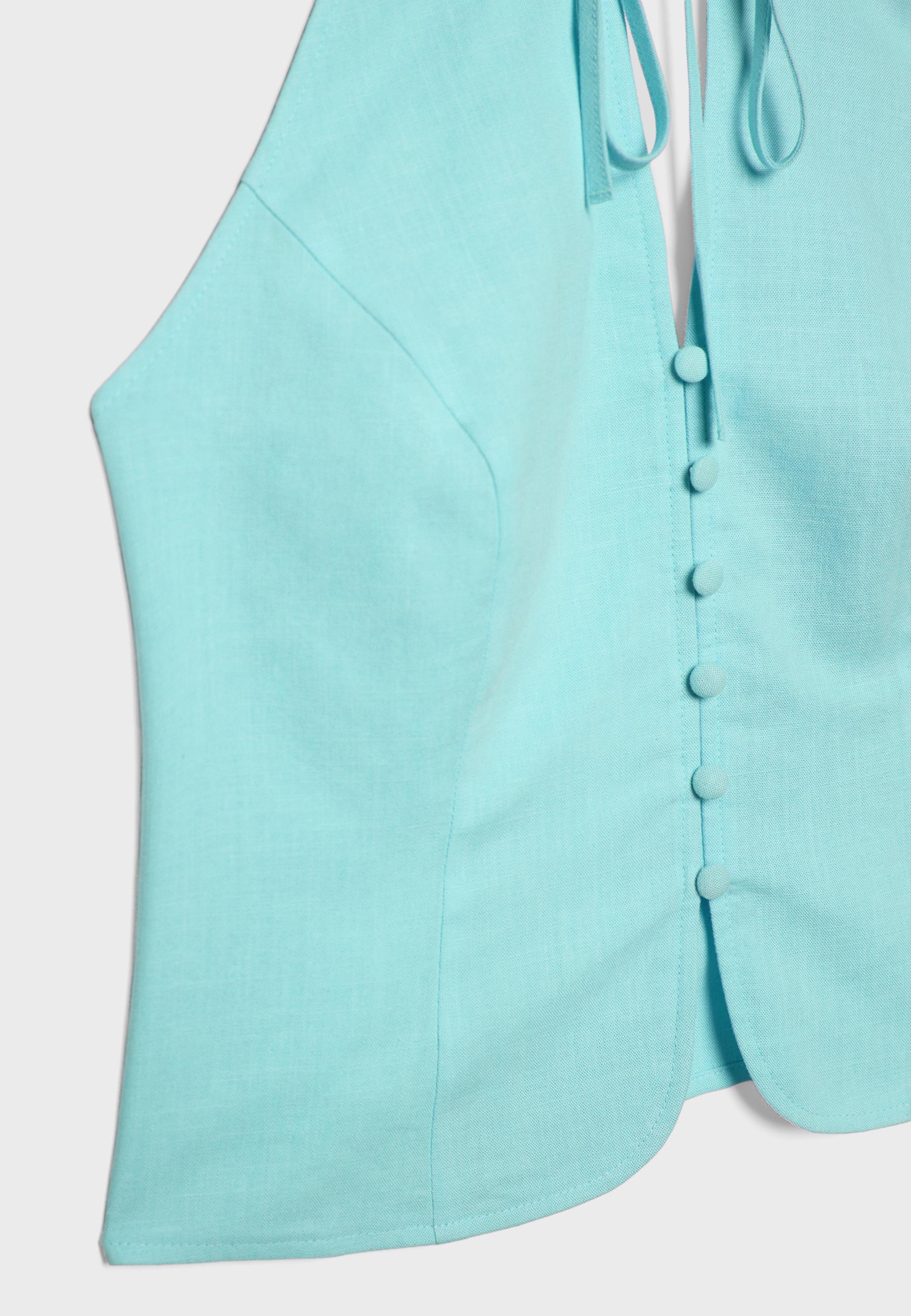 Buttoned halter top — Turquoise