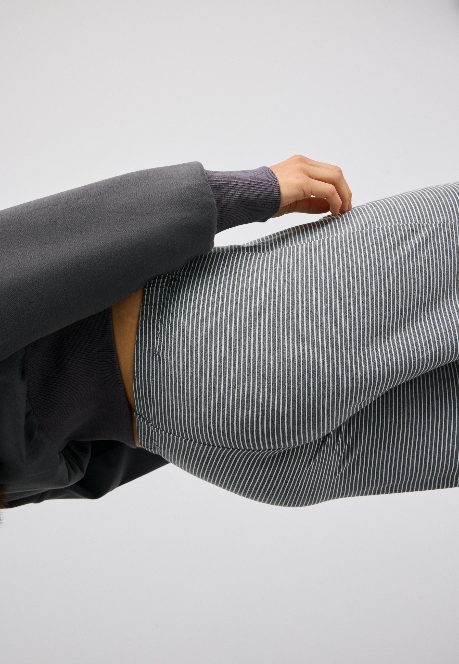 Striped slim-waist joggers — Grey melange