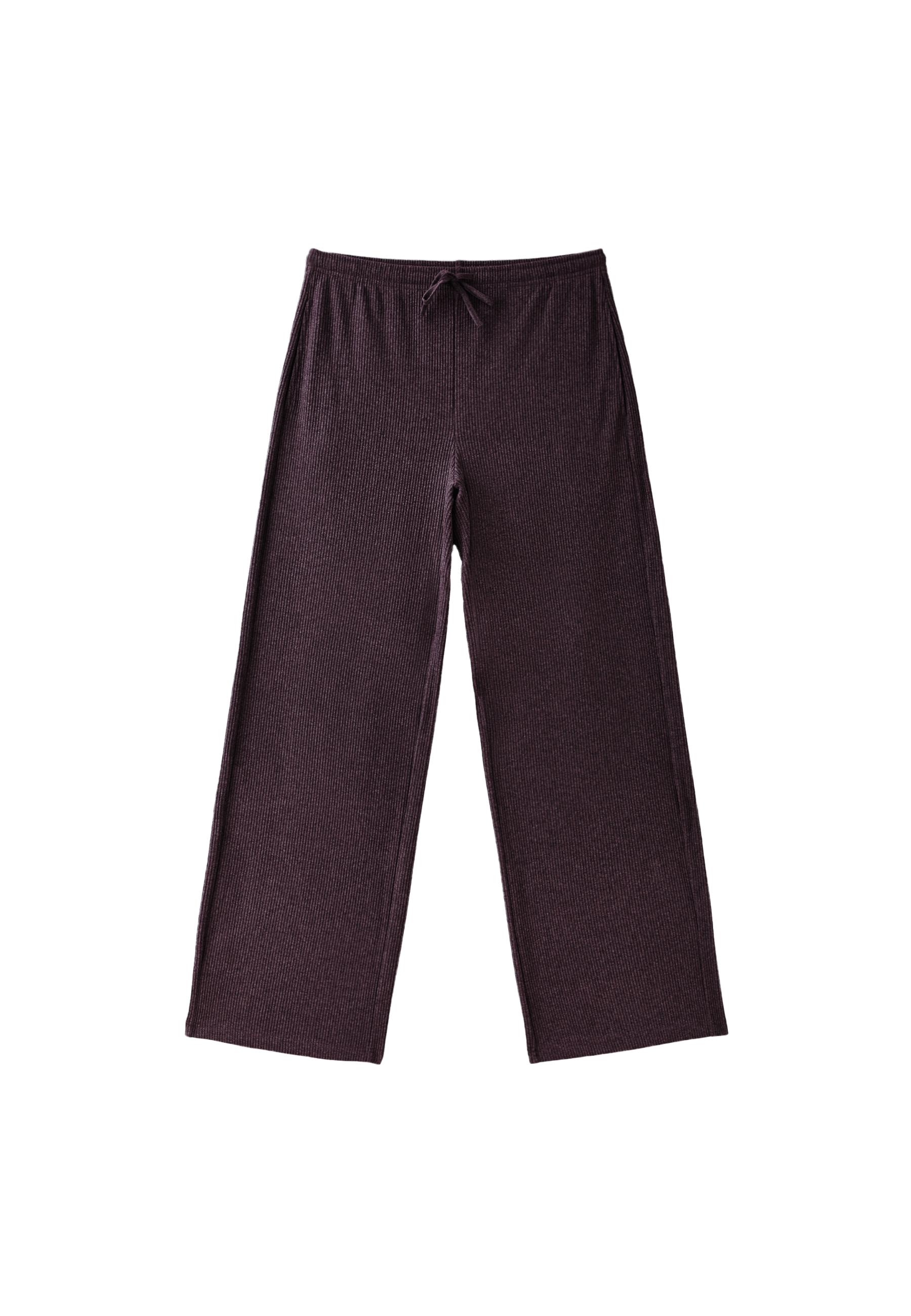 Soft-touch ribbed trousers — AUBERGINE