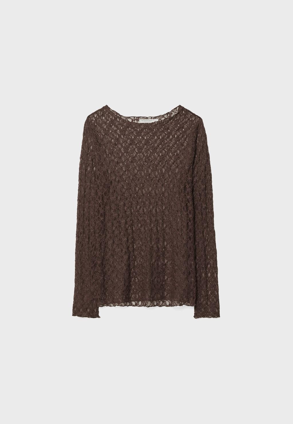 T-shirt met lange mouwen van kant