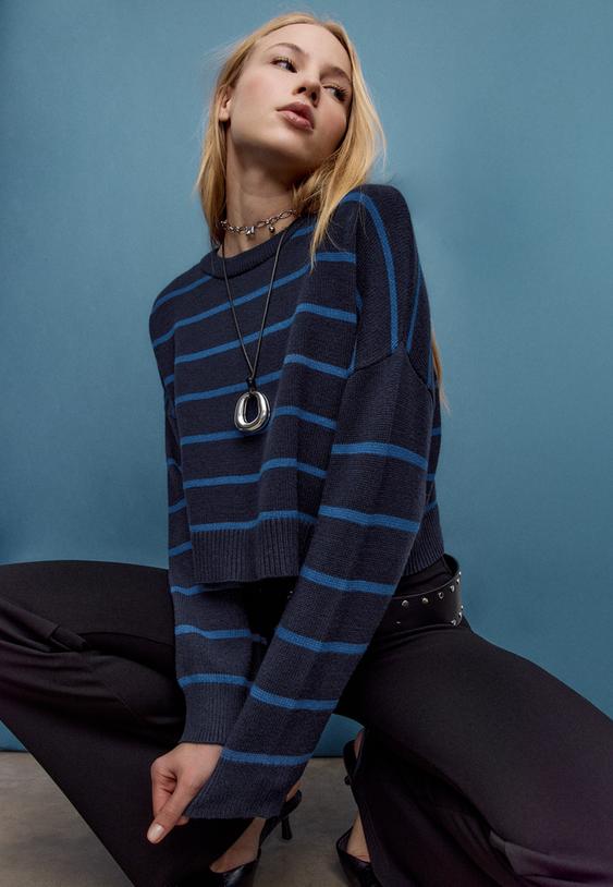 jersey punto crop rayas